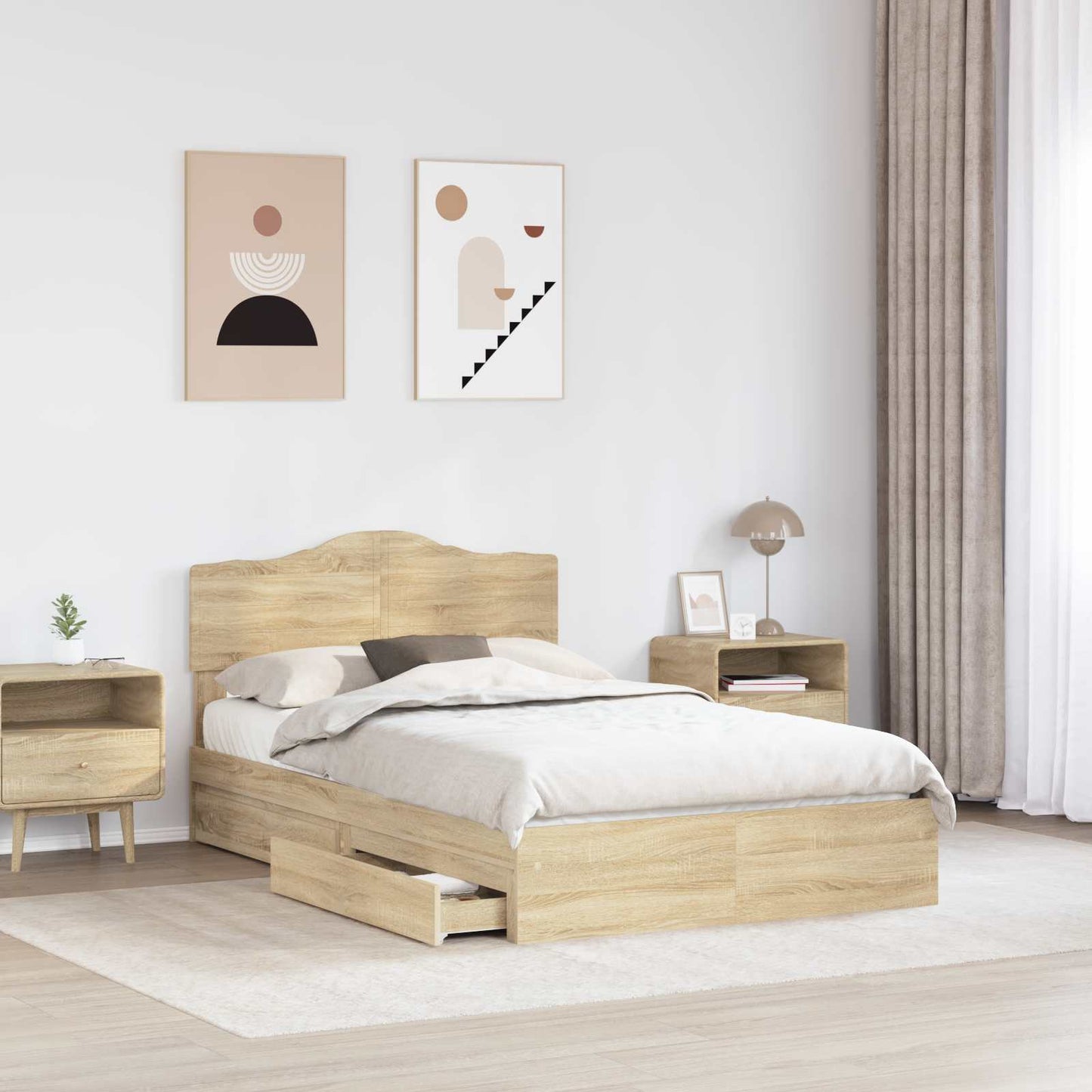 Storage Bed with Drawer Sonoma Oak 120 x 200 cm Engineered Wood