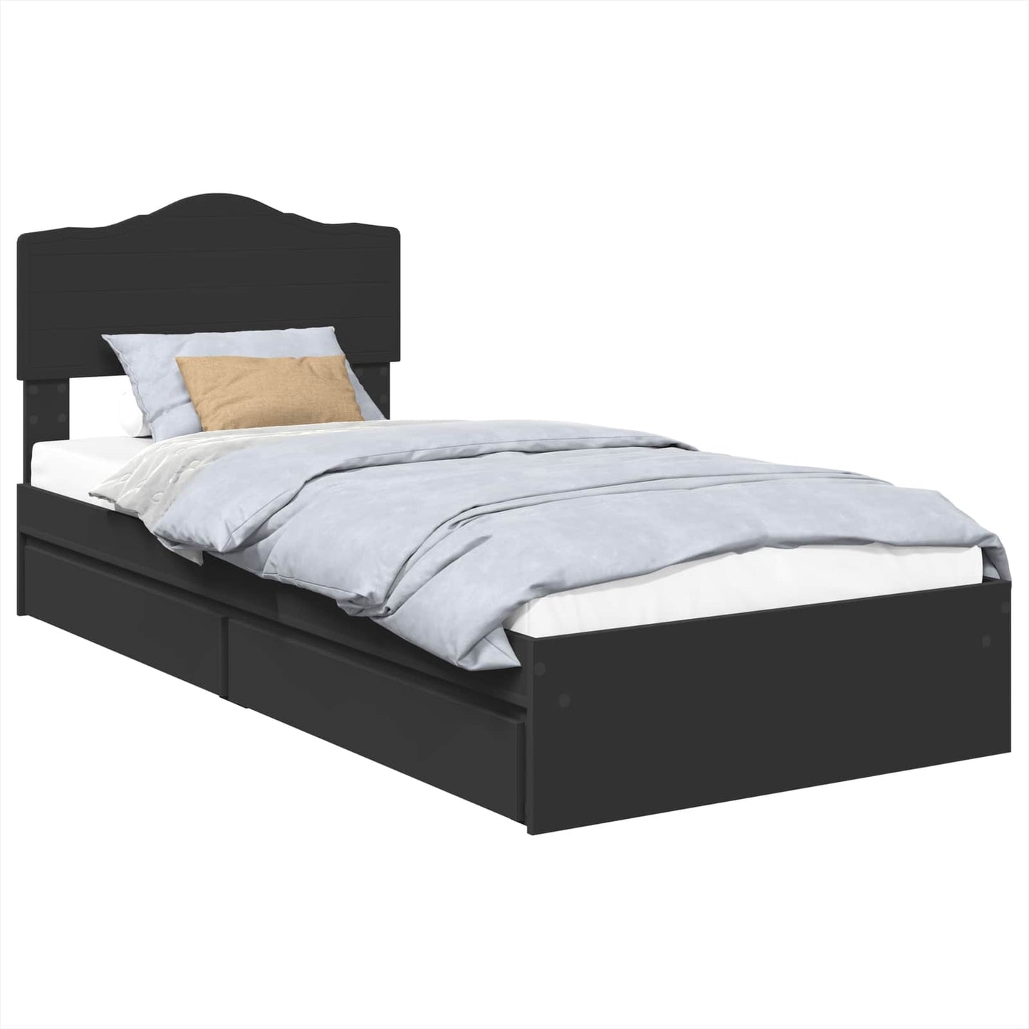 Storage Bed with Headboard Black 100 x 200 cm Engineered Wood