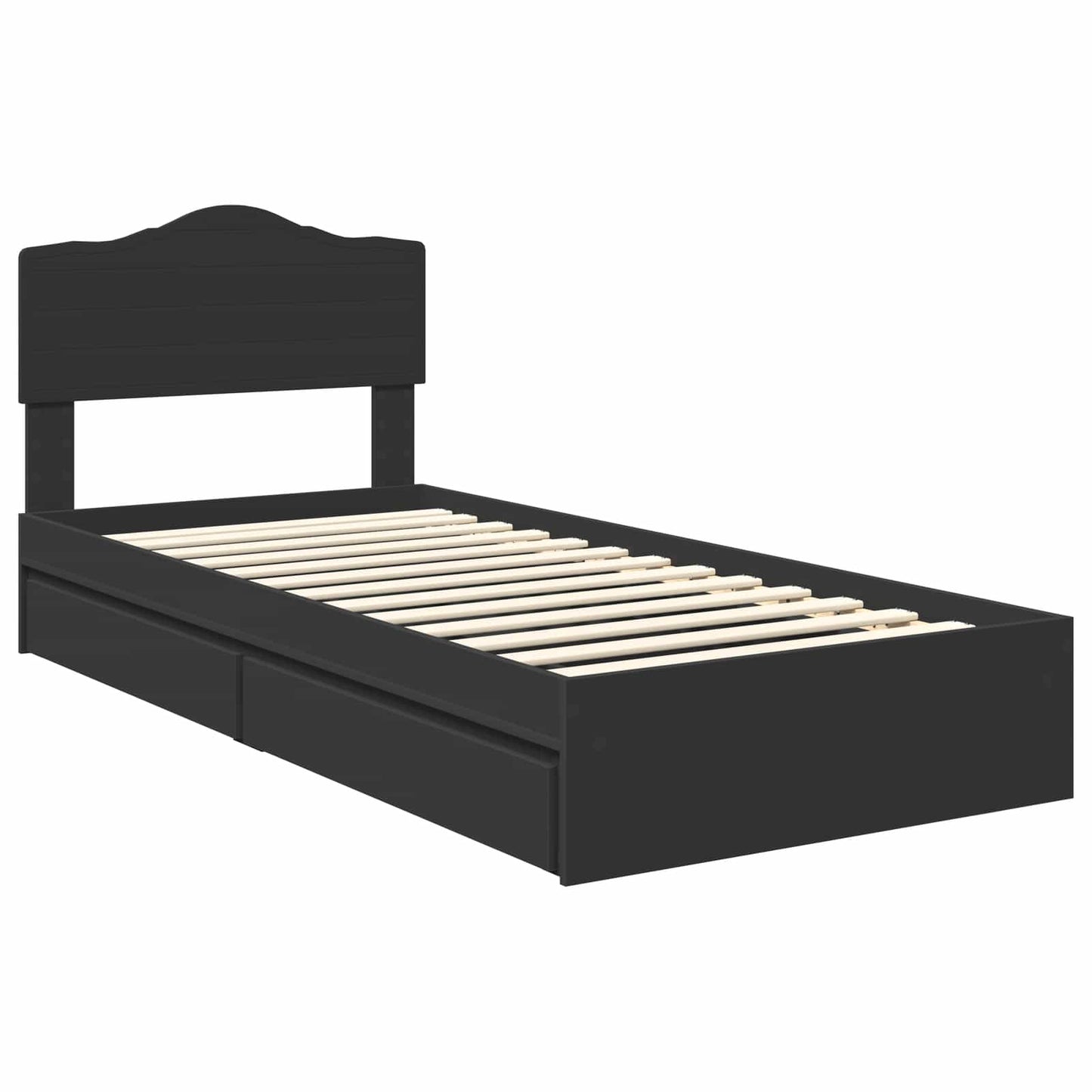 Storage Bed with Headboard Black 100 x 200 cm Engineered Wood