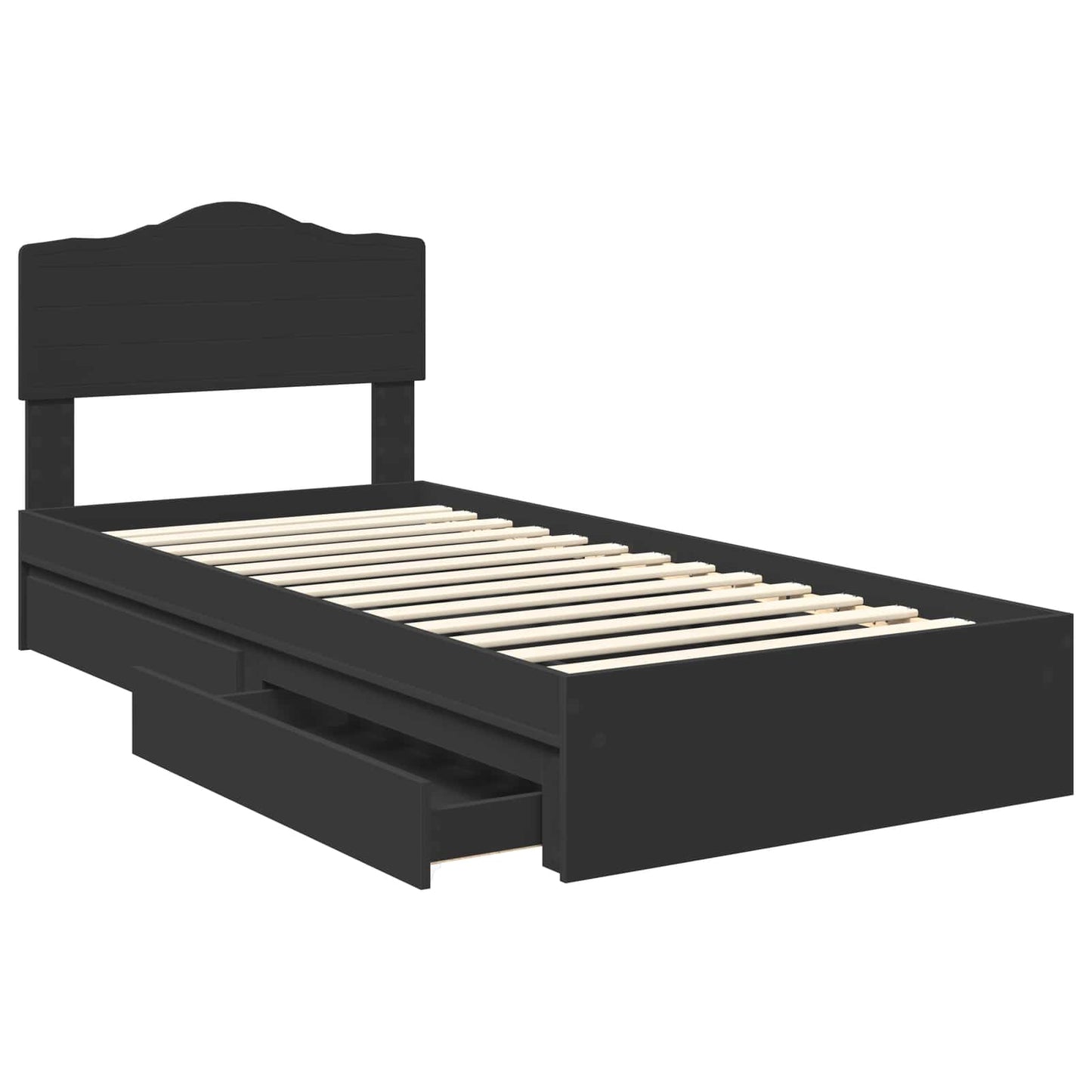Storage Bed with Headboard Black 100 x 200 cm Engineered Wood