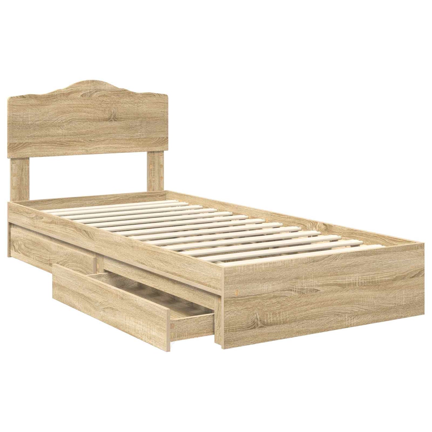 Storage Bed with Drawer Sonoma Oak 100 x 200 cm Engineered Wood