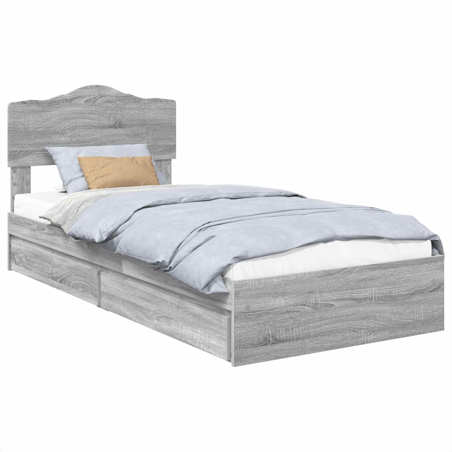 Storage Bed Grey Sonoma 100 x 200 cm Engineered Wood