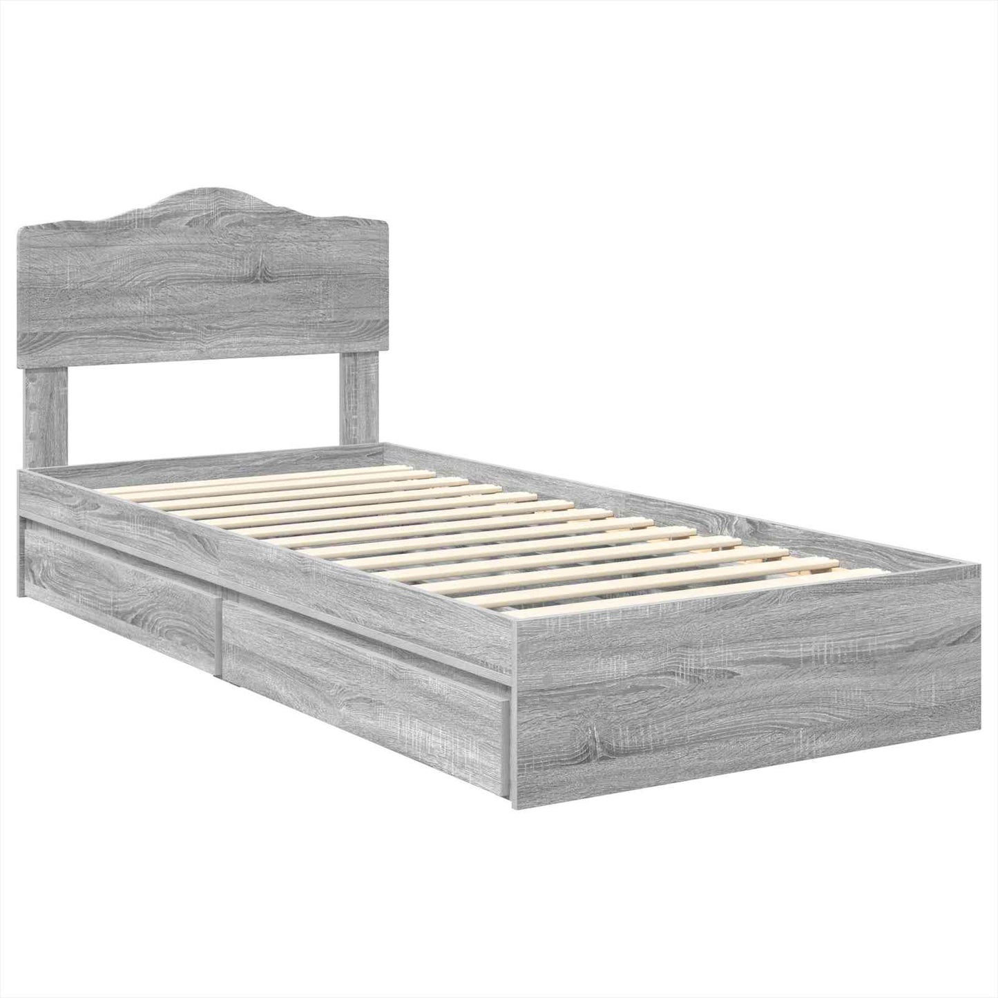 Storage Bed with Drawer Grey Sonoma 90 x 200 cm Engineered Wood