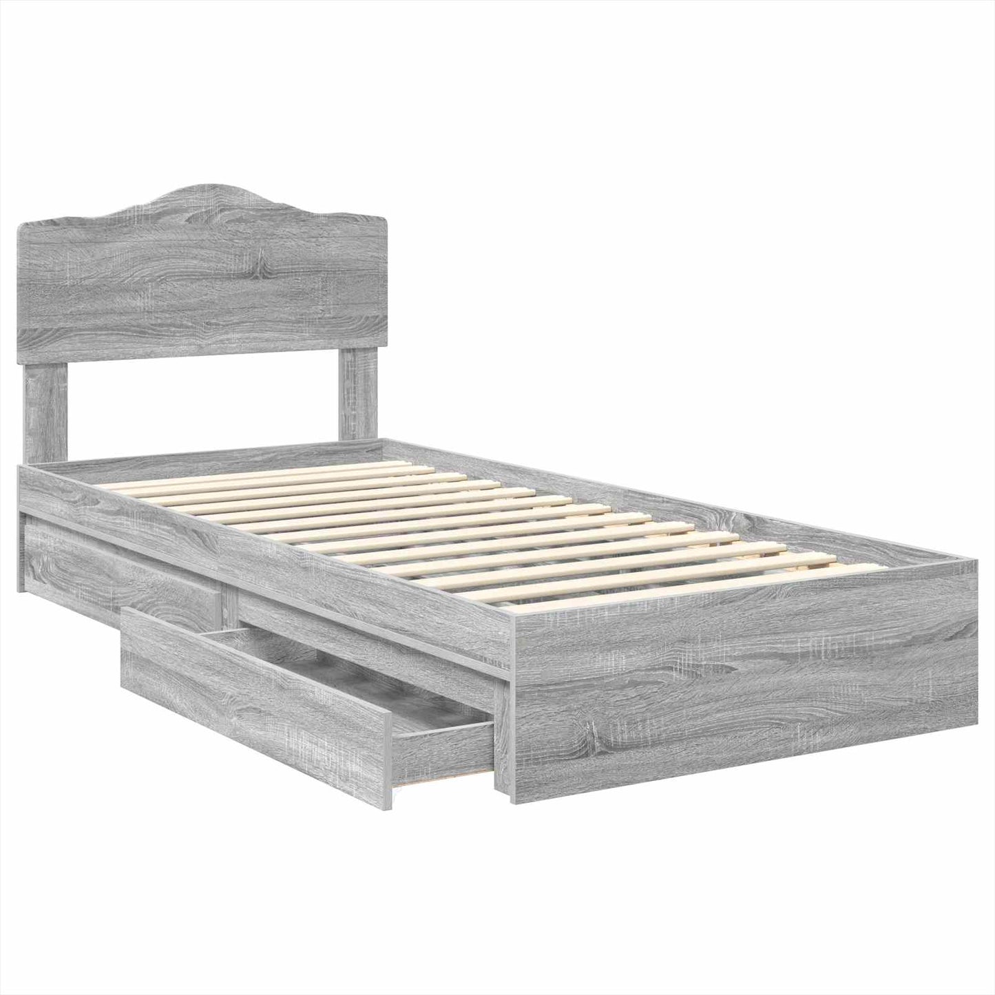 Storage Bed with Drawer Grey Sonoma 90 x 200 cm Engineered Wood