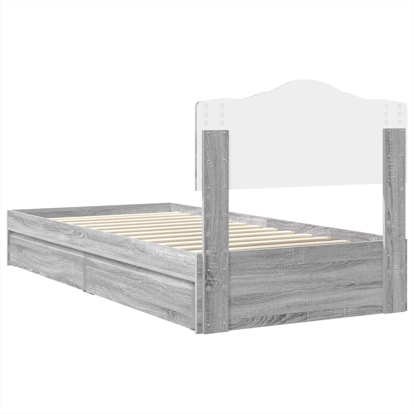 Storage Bed with Drawer Grey Sonoma 90 x 200 cm Engineered Wood