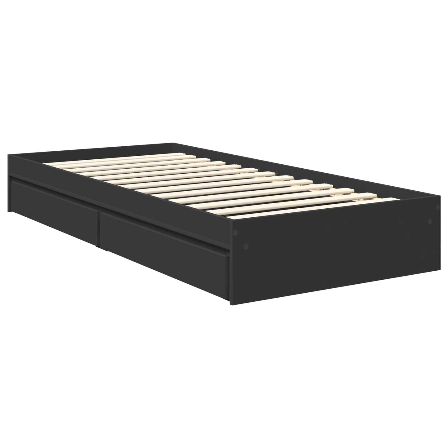 Storage Bed with Headboard Black 90 x 190 cm Engineered Wood