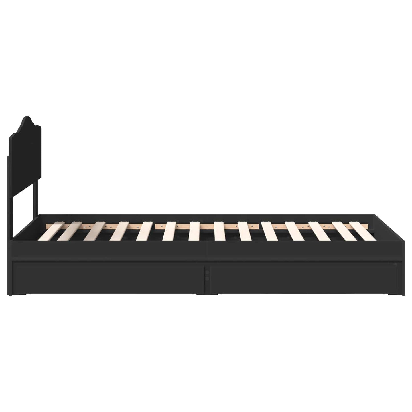 Storage Bed with Headboard Black 90 x 190 cm Engineered Wood