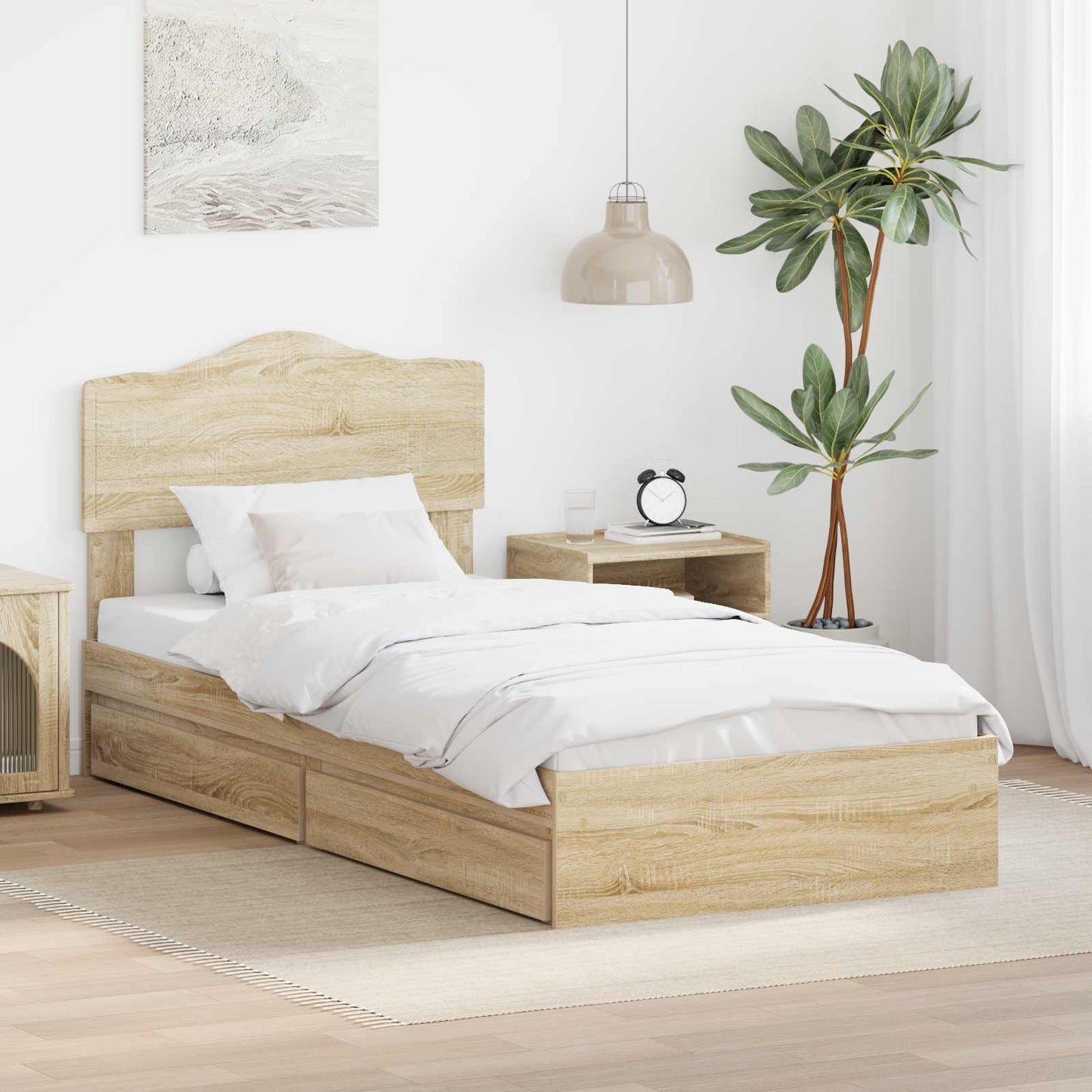 Storage Bed with Drawer Sonoma Oak 90 x 190 cm Engineered Wood