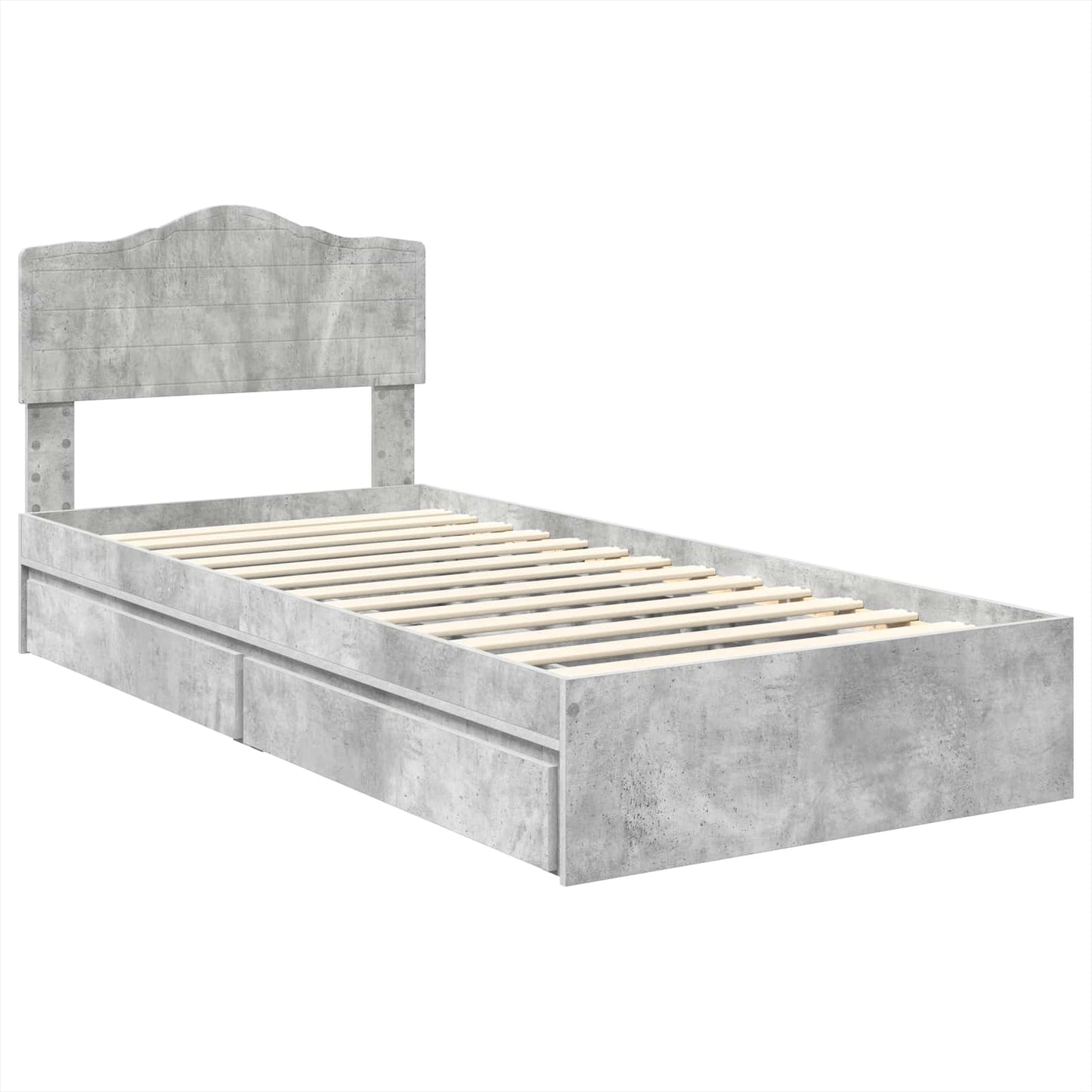 Storage Bed Concrete Grey 90 x 190 cm Engineered Wood