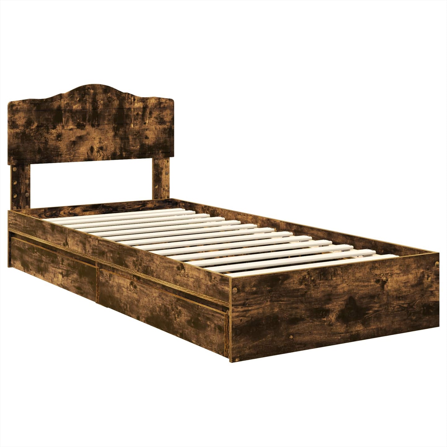 Storage Bed with Drawer Smoked Oak 90 x 190 cm Engineered Wood