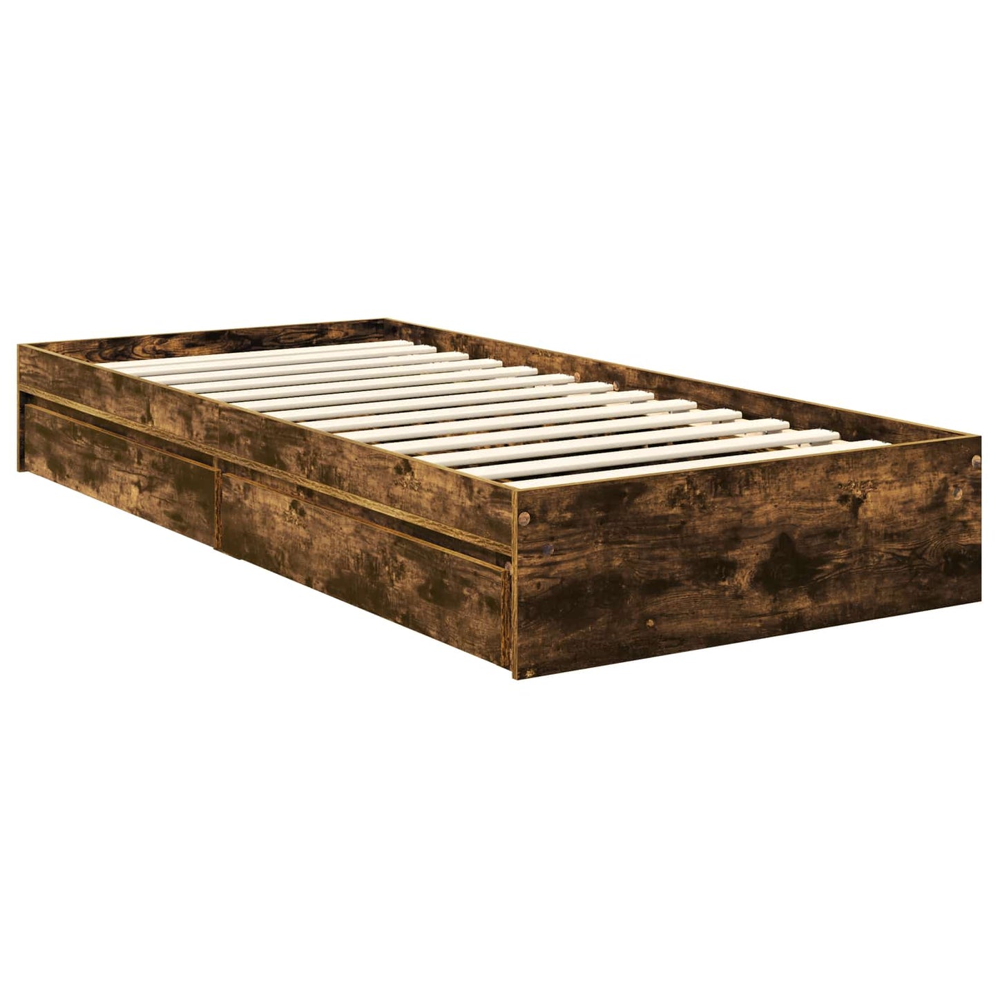 Storage Bed with Drawer Smoked Oak 90 x 190 cm Engineered Wood