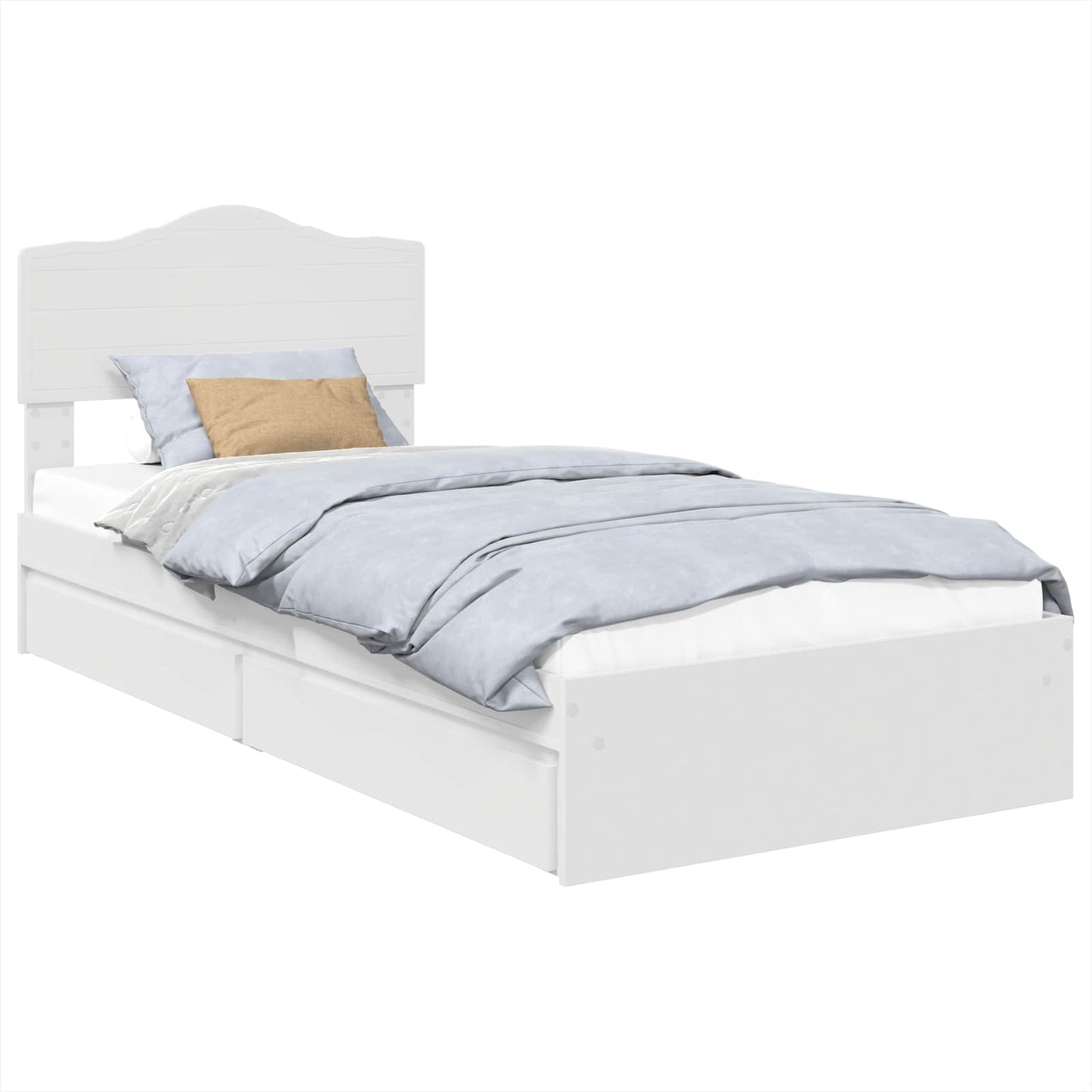 Storage Bed with Headboard White 70 x 190 cm Engineered Wood