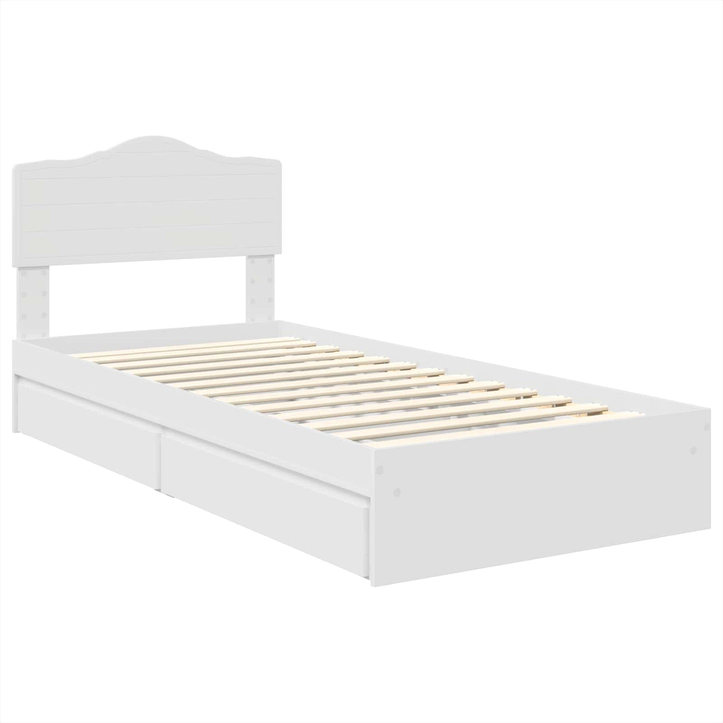Storage Bed with Headboard White 70 x 190 cm Engineered Wood