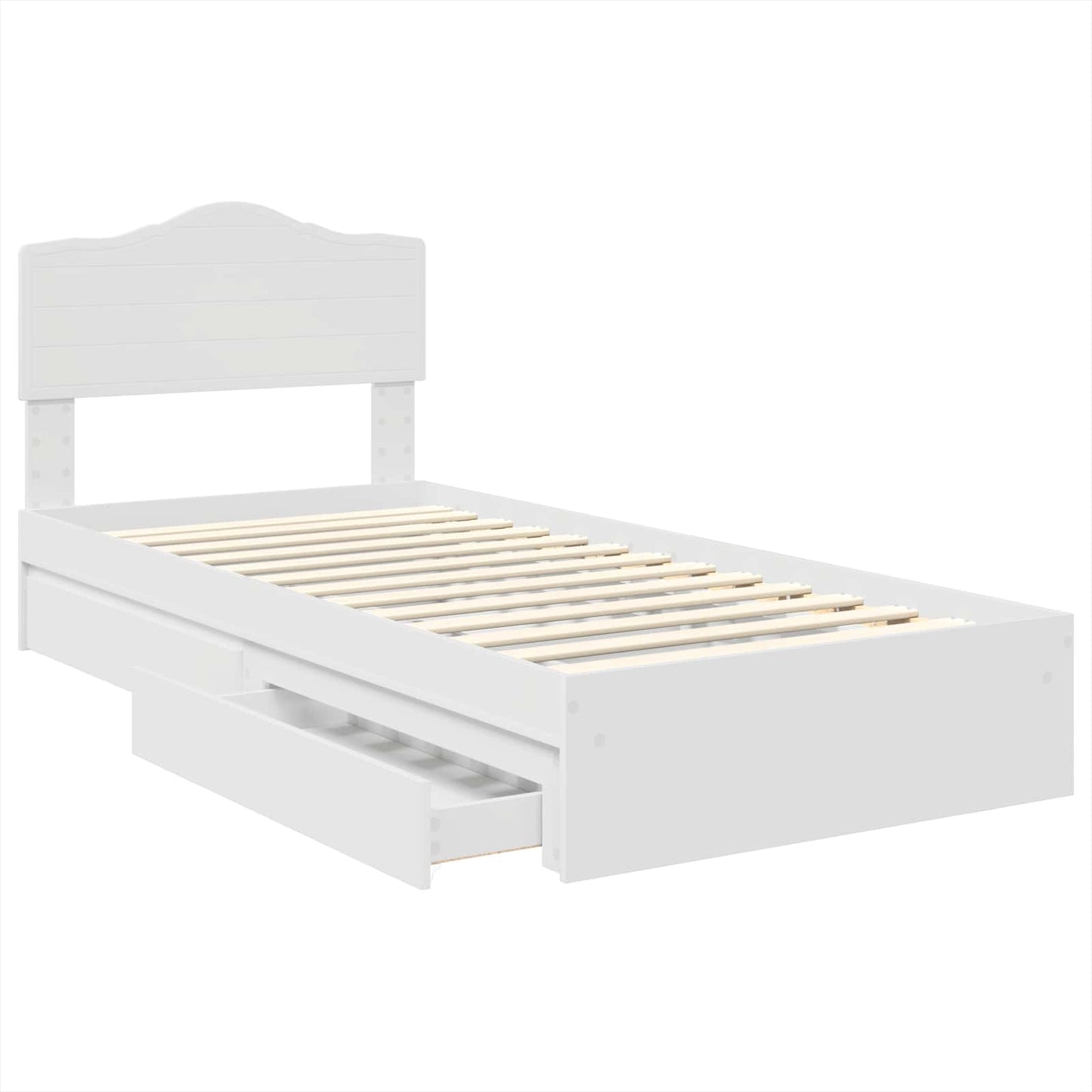 Storage Bed with Headboard White 70 x 190 cm Engineered Wood