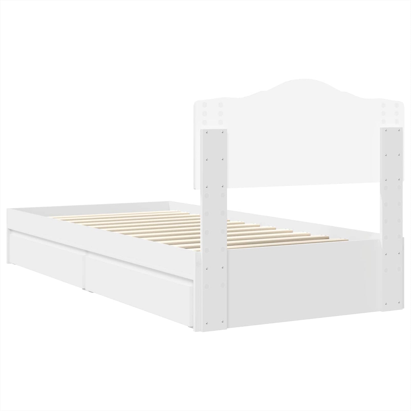 Storage Bed with Headboard White 70 x 190 cm Engineered Wood