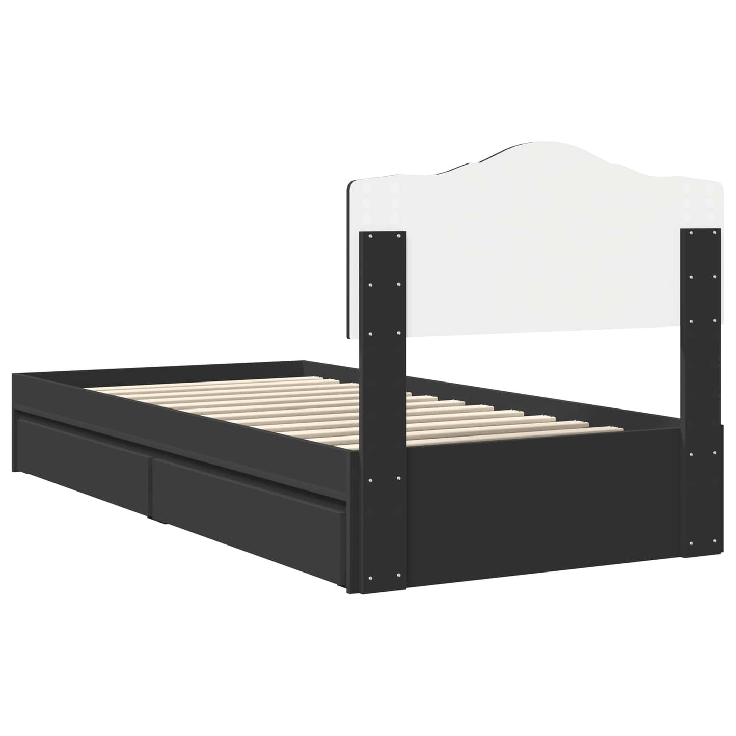 Storage Bed with Headboard Black 70 x 190 cm Engineered Wood