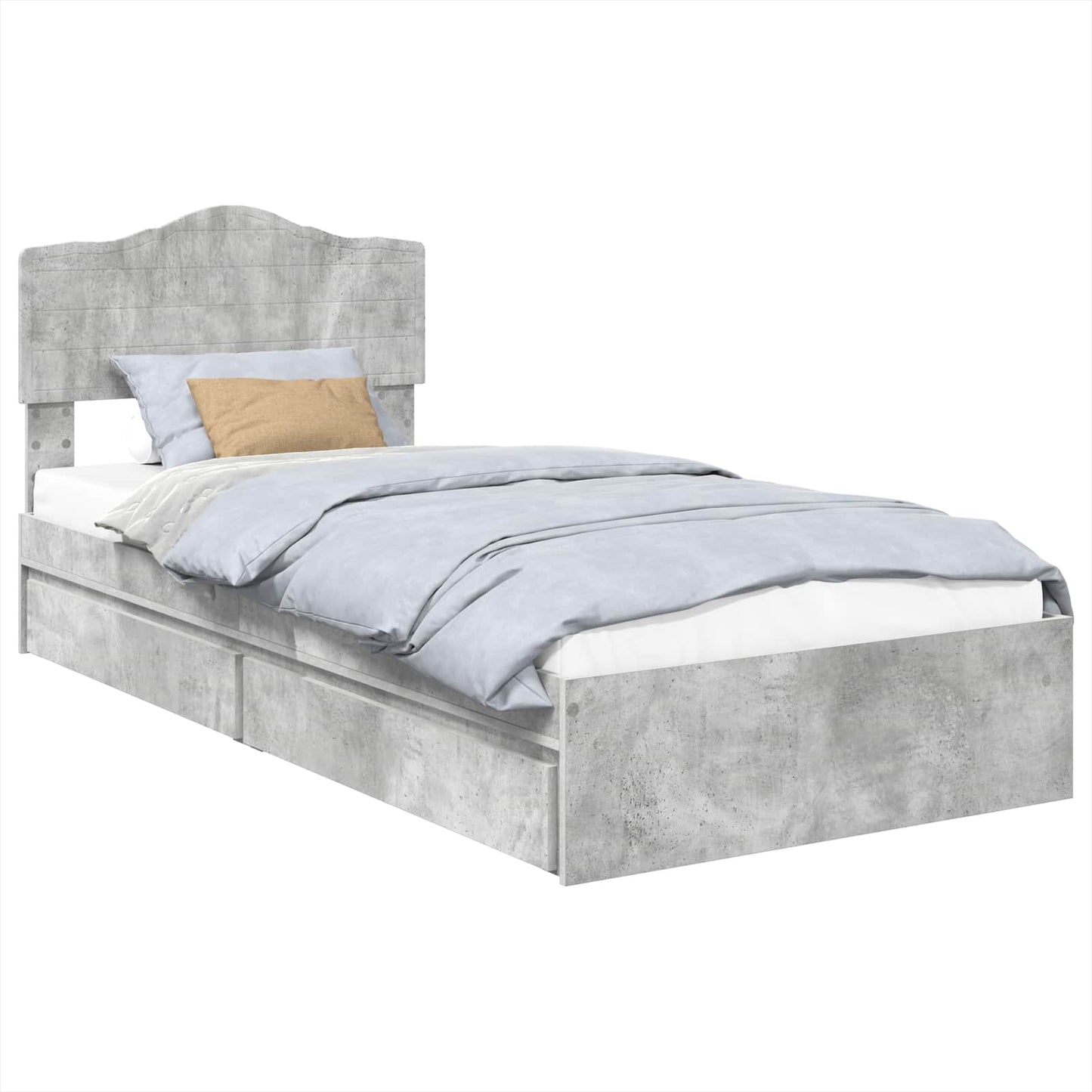 Storage Bed Concrete Grey 70 x 190 cm Engineered Wood