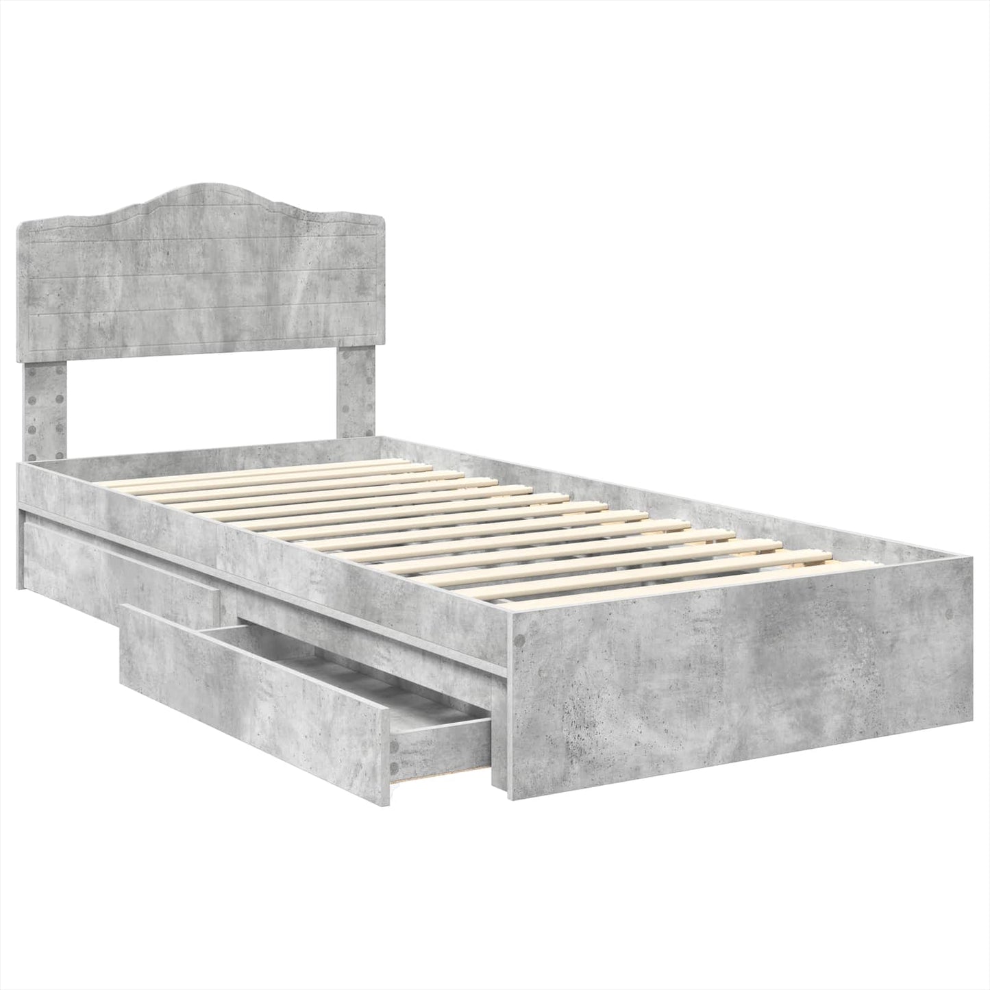 Storage Bed Concrete Grey 70 x 190 cm Engineered Wood