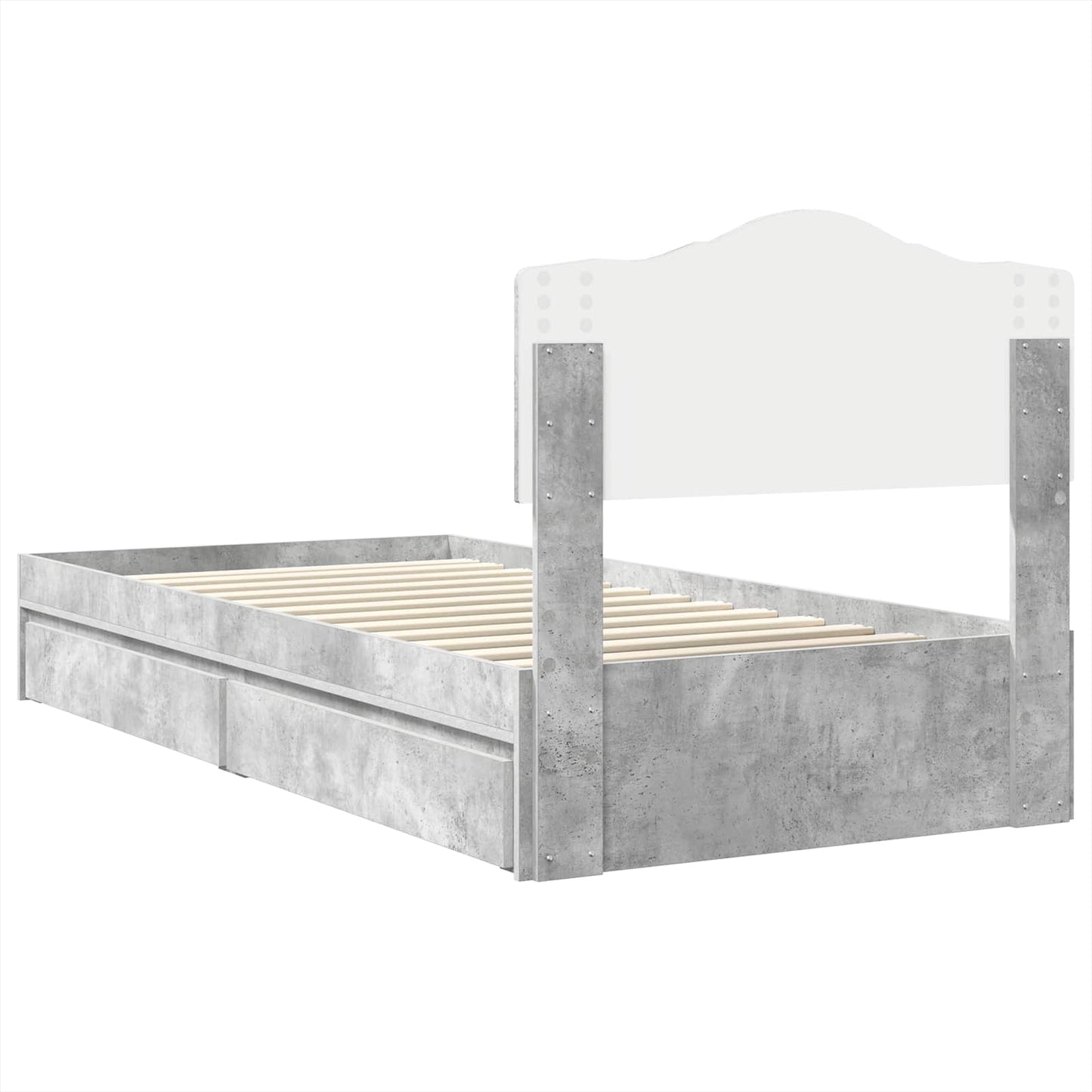 Storage Bed Concrete Grey 70 x 190 cm Engineered Wood