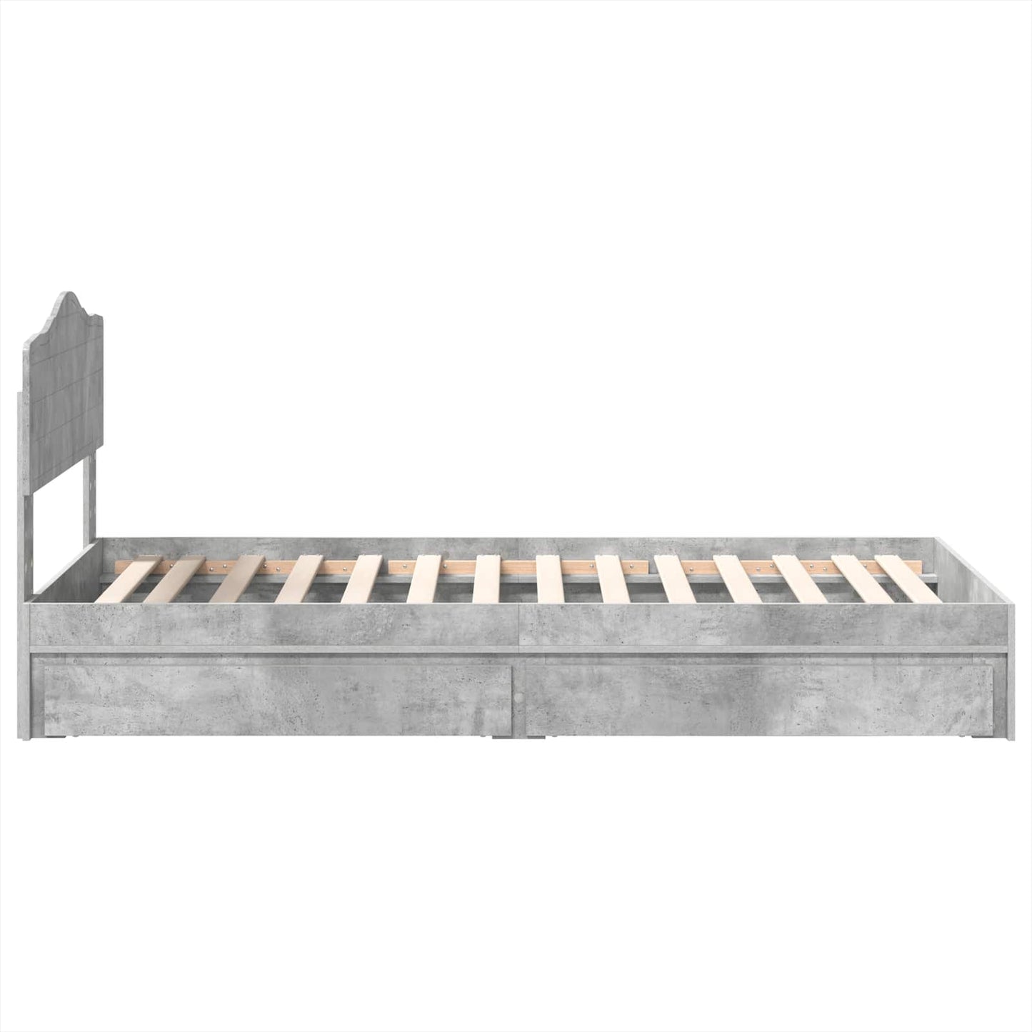 Storage Bed Concrete Grey 70 x 190 cm Engineered Wood
