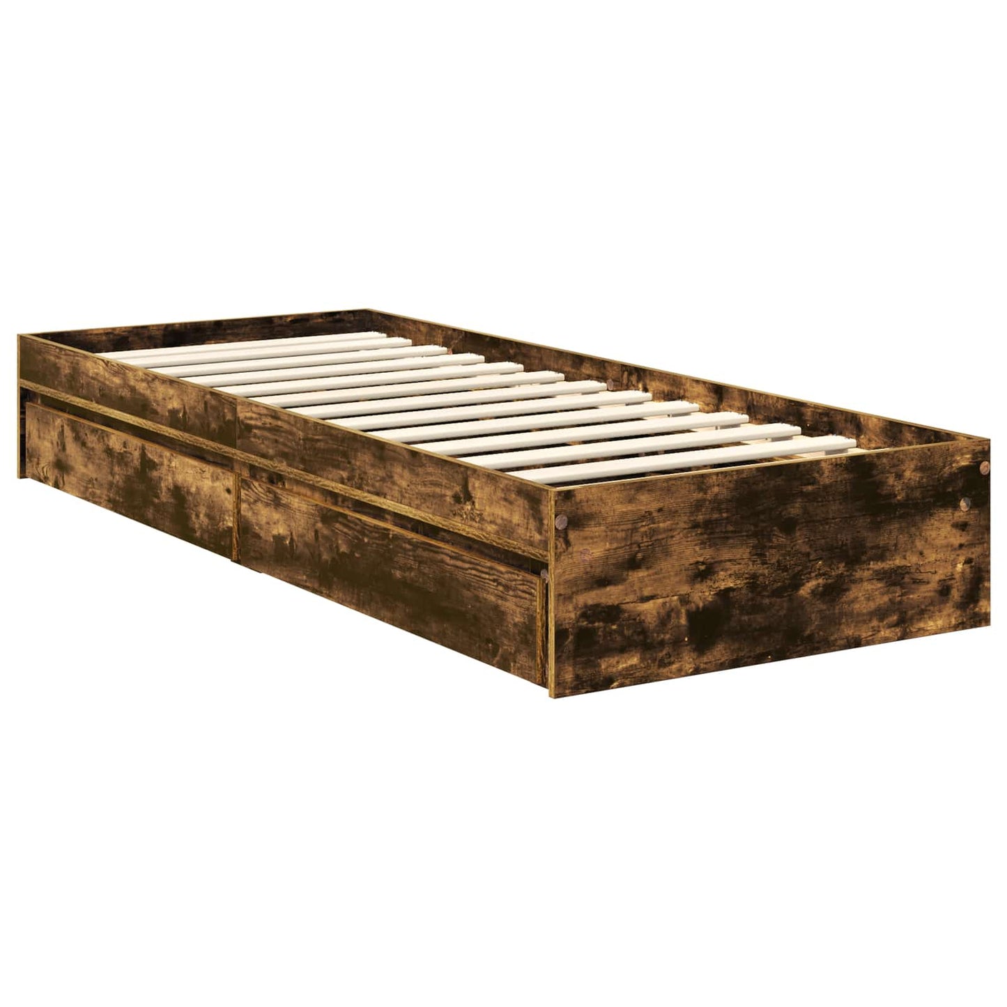 Storage Bed with Drawer Smoked Oak 70 x 190 cm Engineered Wood