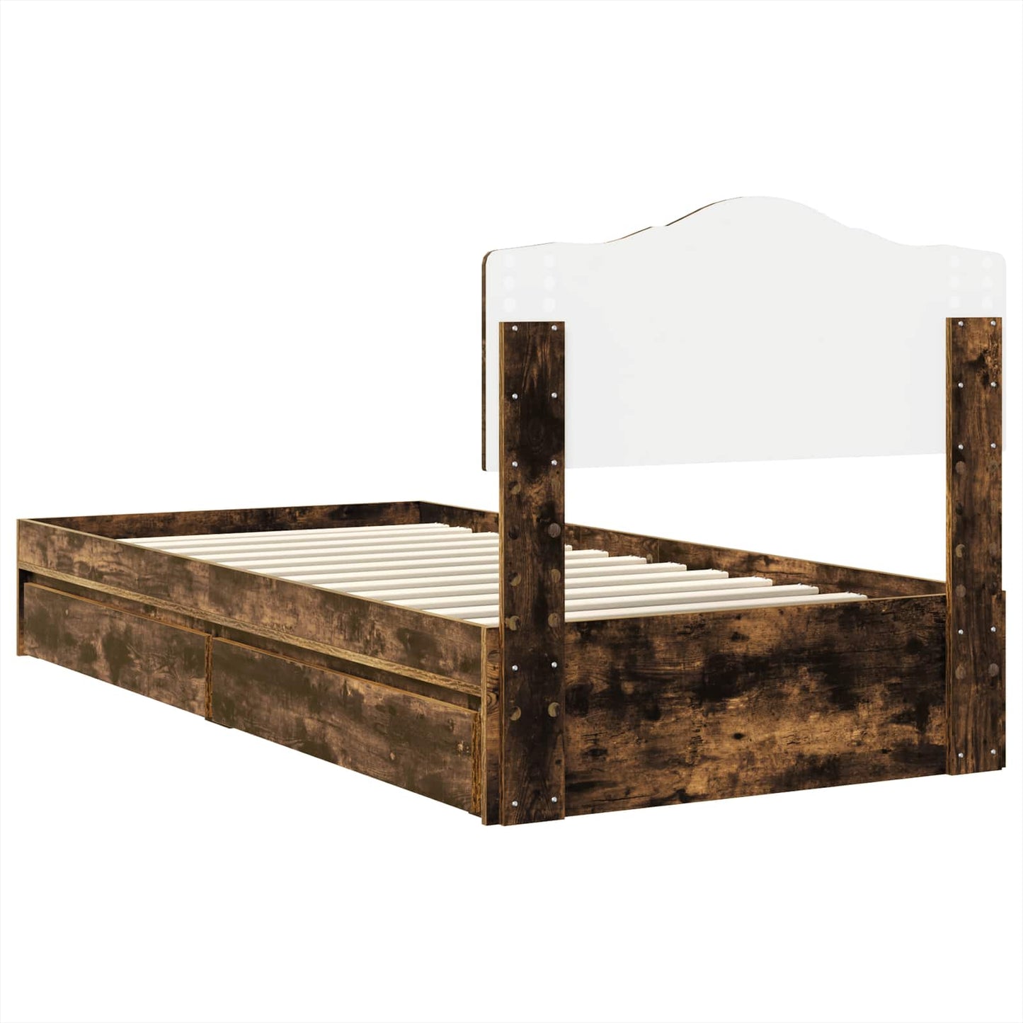 Storage Bed with Drawer Smoked Oak 70 x 190 cm Engineered Wood