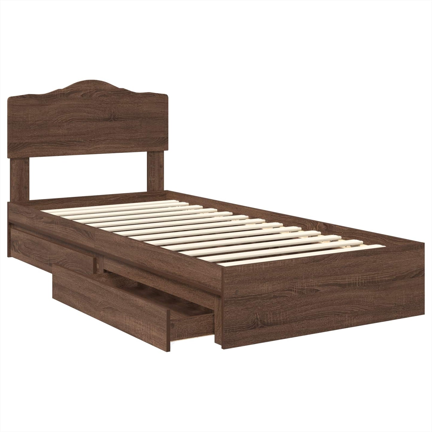 Storage Bed with Drawer Brown Oak 70 x 190 cm Engineered Wood