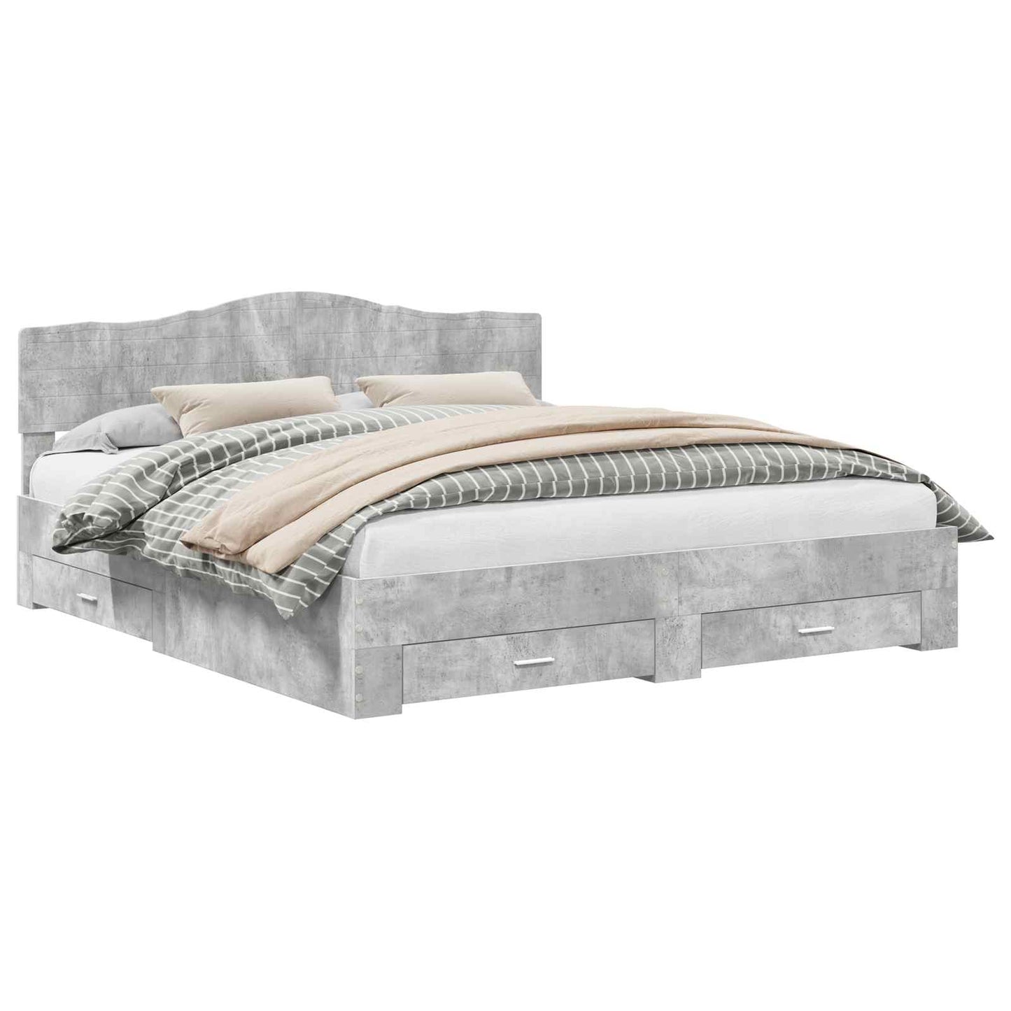 Bed Frame Concrete Grey 200 x 200 cm Engineered Wood