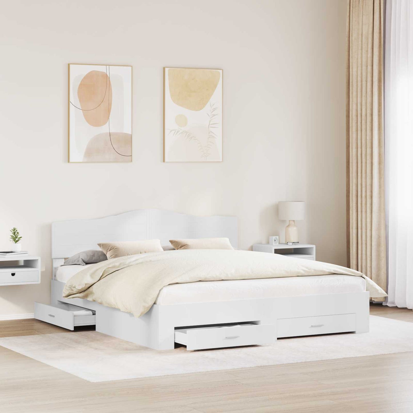 Bed Frame with Headboard White 180 x 200 cm Engineered Wood