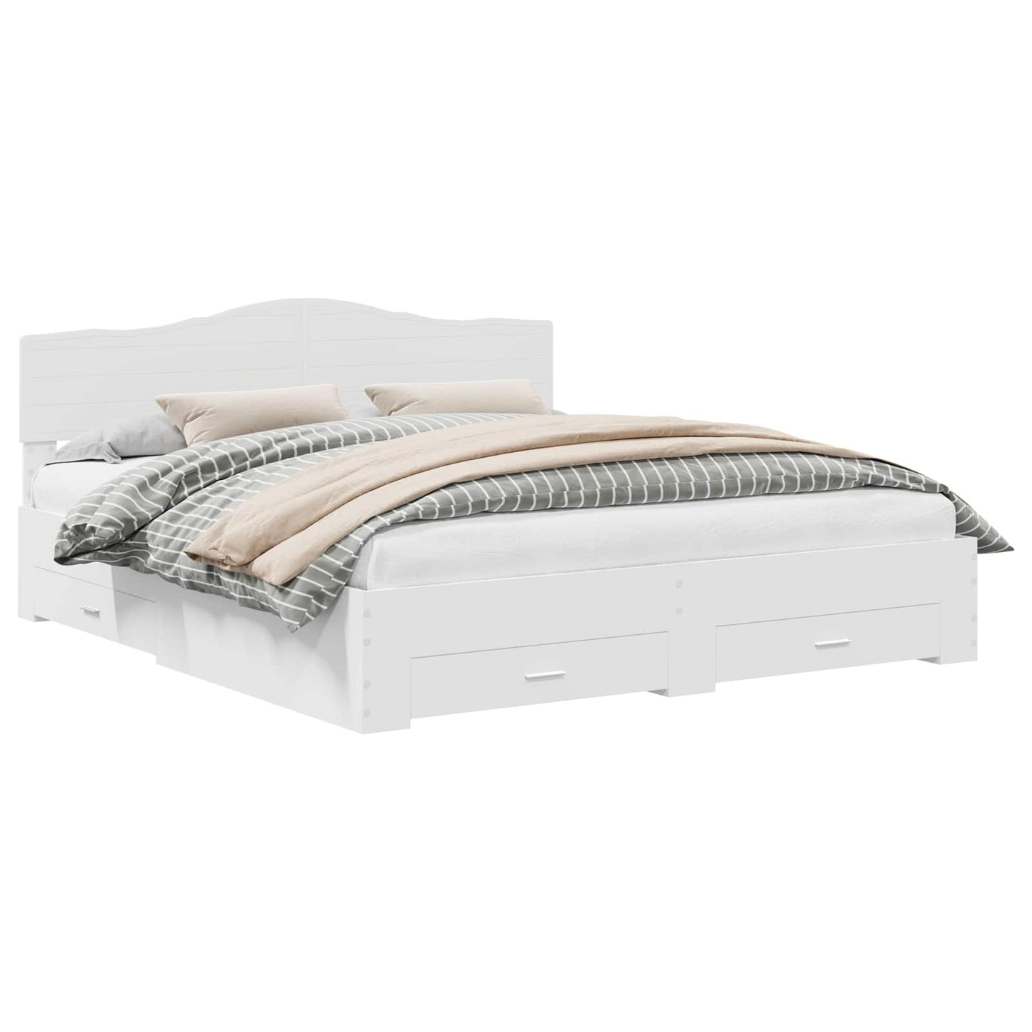 Bed Frame with Headboard White 180 x 200 cm Engineered Wood