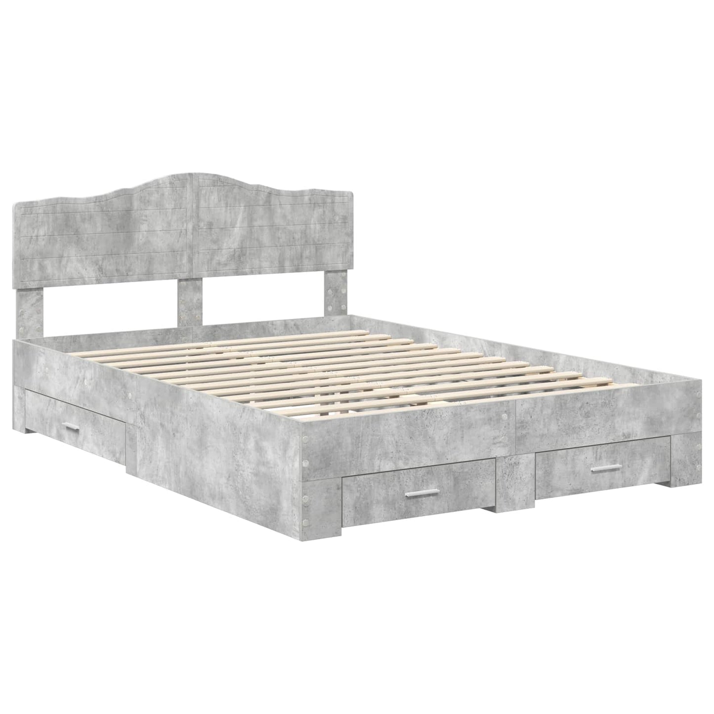 Bed Frame Concrete Grey 160 x 200 cm Engineered Wood