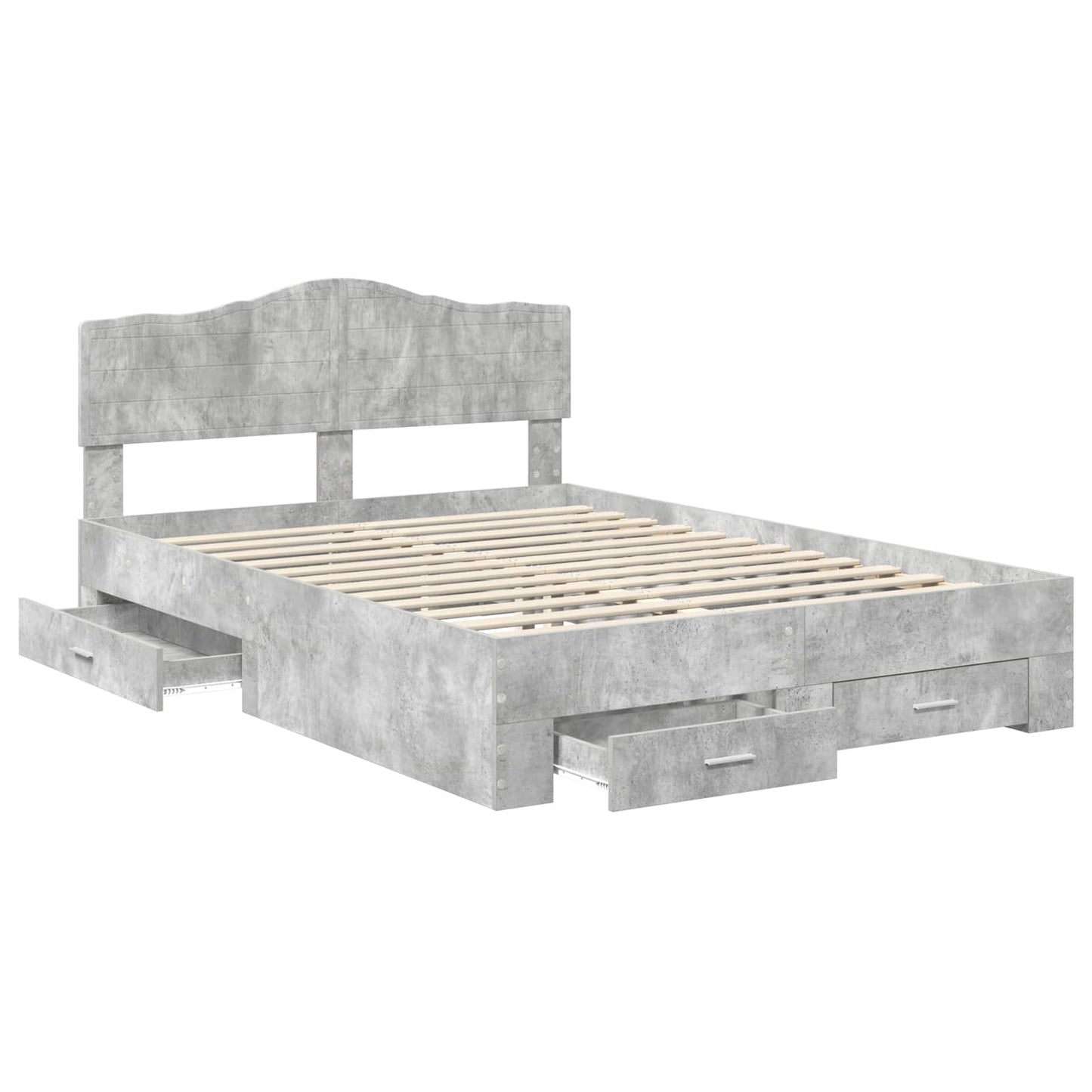 Bed Frame Concrete Grey 140 x 200 cm Engineered Wood
