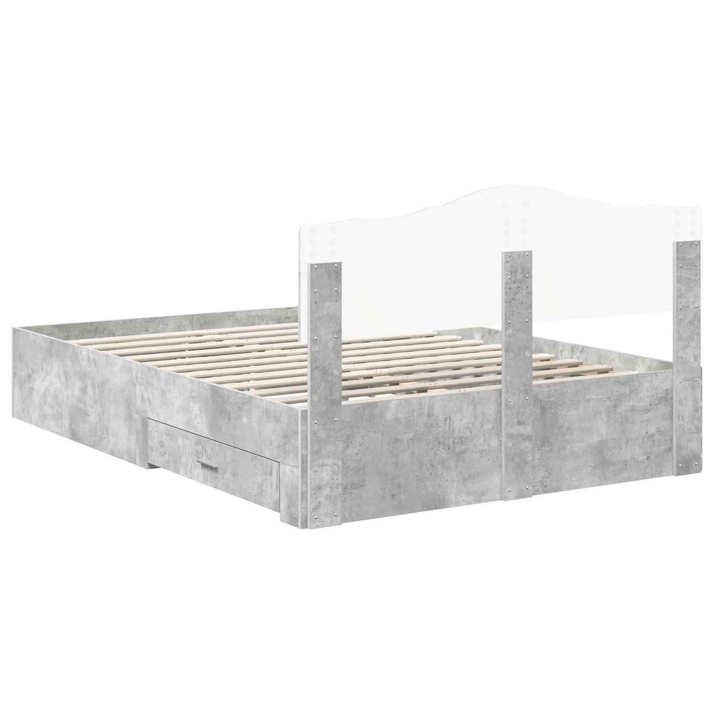 Bed Frame Concrete Grey 140 x 200 cm Engineered Wood