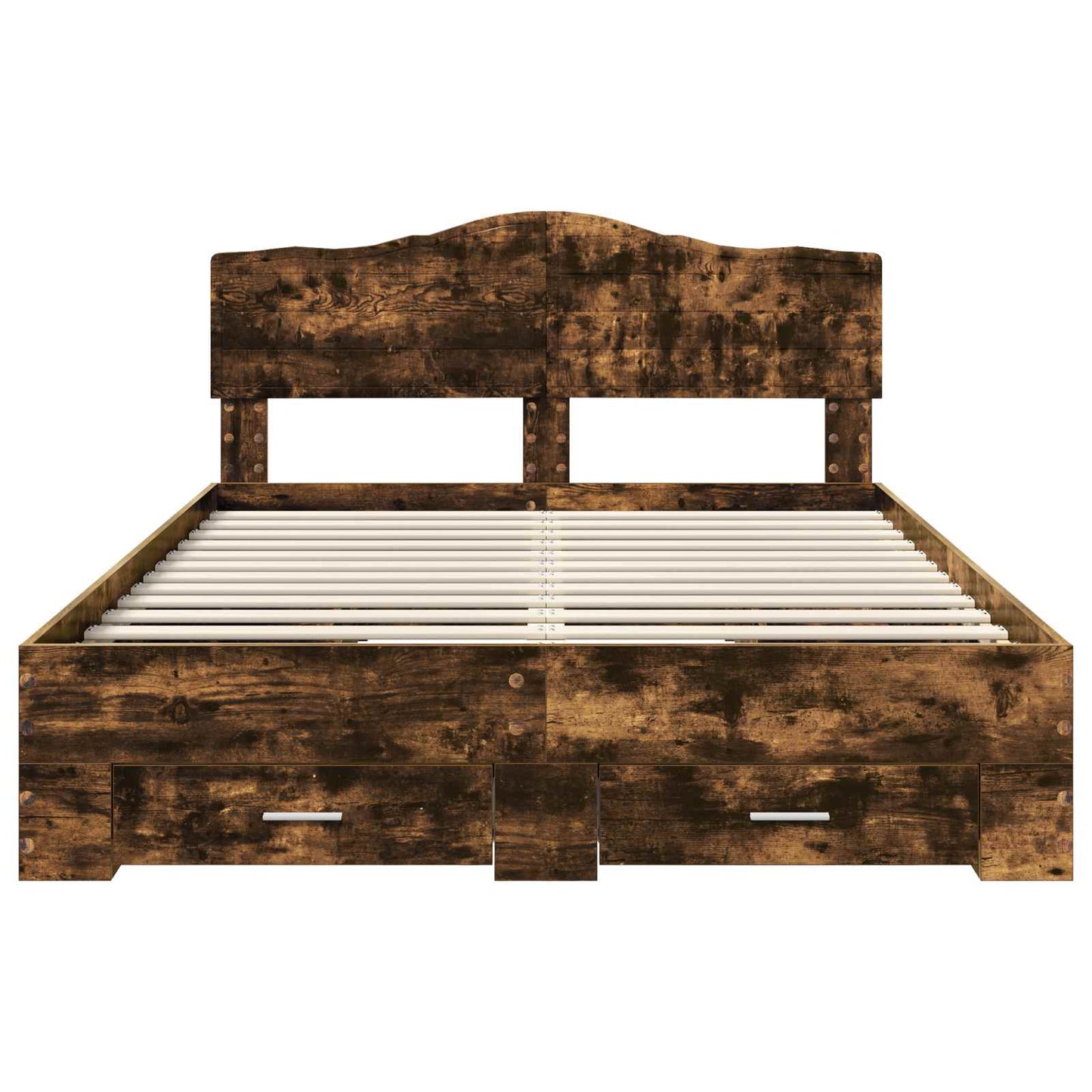 Bed Frame with Drawer Smoked Oak 140 x 200 cm Engineered Wood