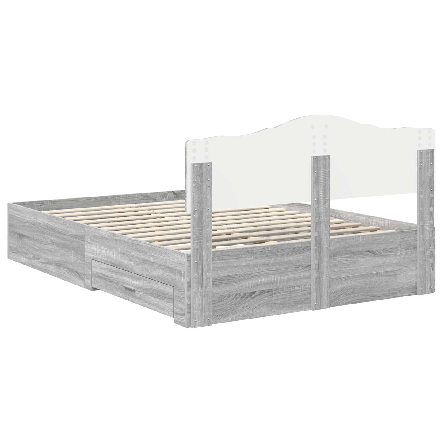 Bed Frame with Drawer Grey Sonoma 140 x 200 cm Engineered Wood