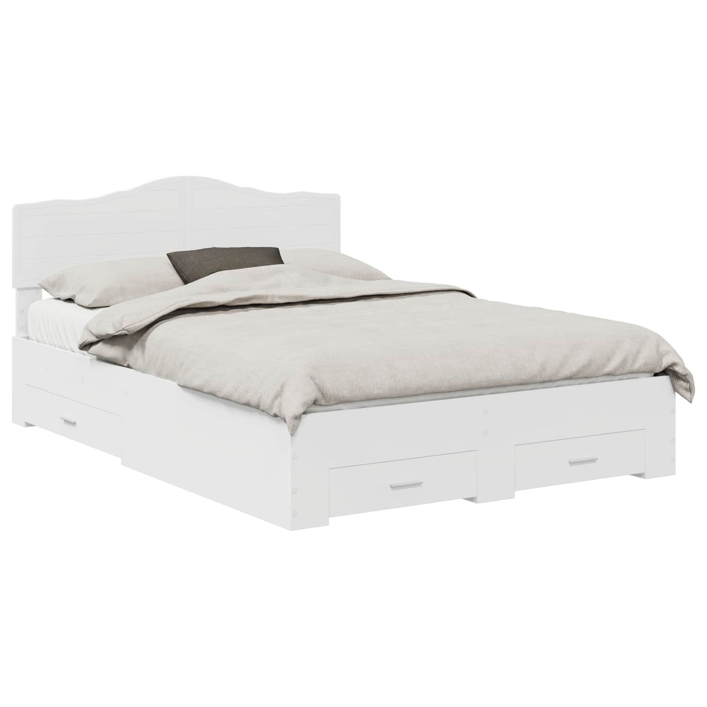 Bed Frame with Headboard White 140 x 190 cm Engineered Wood