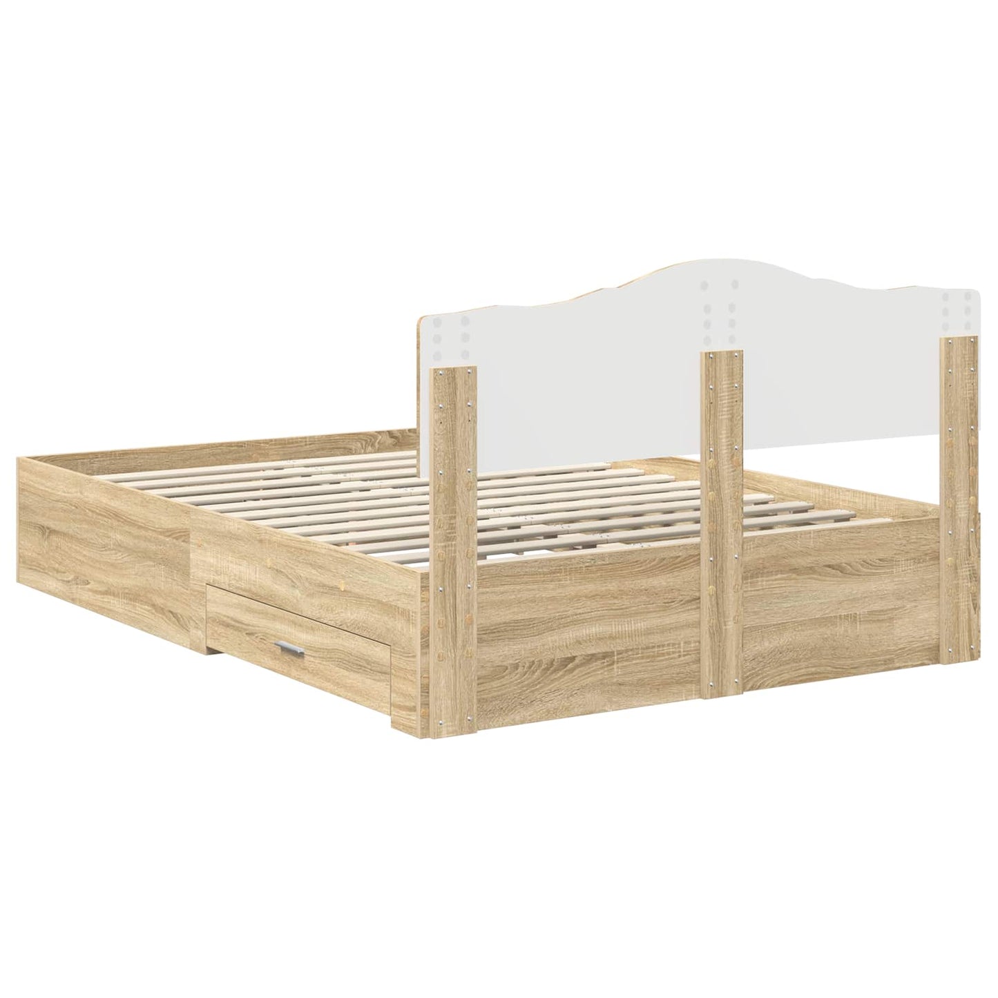 Bed Frame with Drawer Sonoma Oak 140 x 190 cm Engineered Wood
