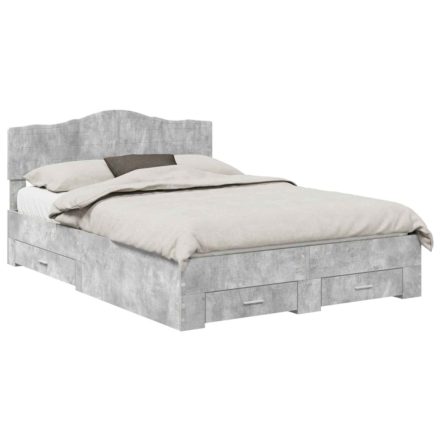 Bed Frame Concrete Grey 140 x 190 cm Engineered Wood