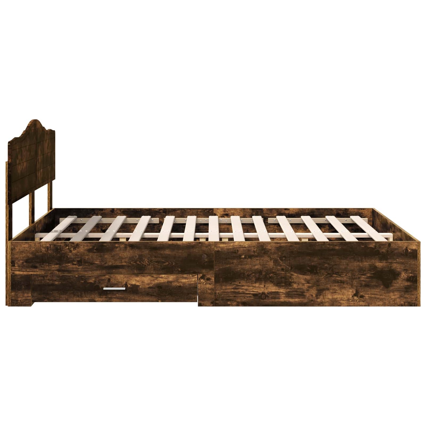Bed Frame with Drawer Smoked Oak 140 x 190 cm Engineered Wood