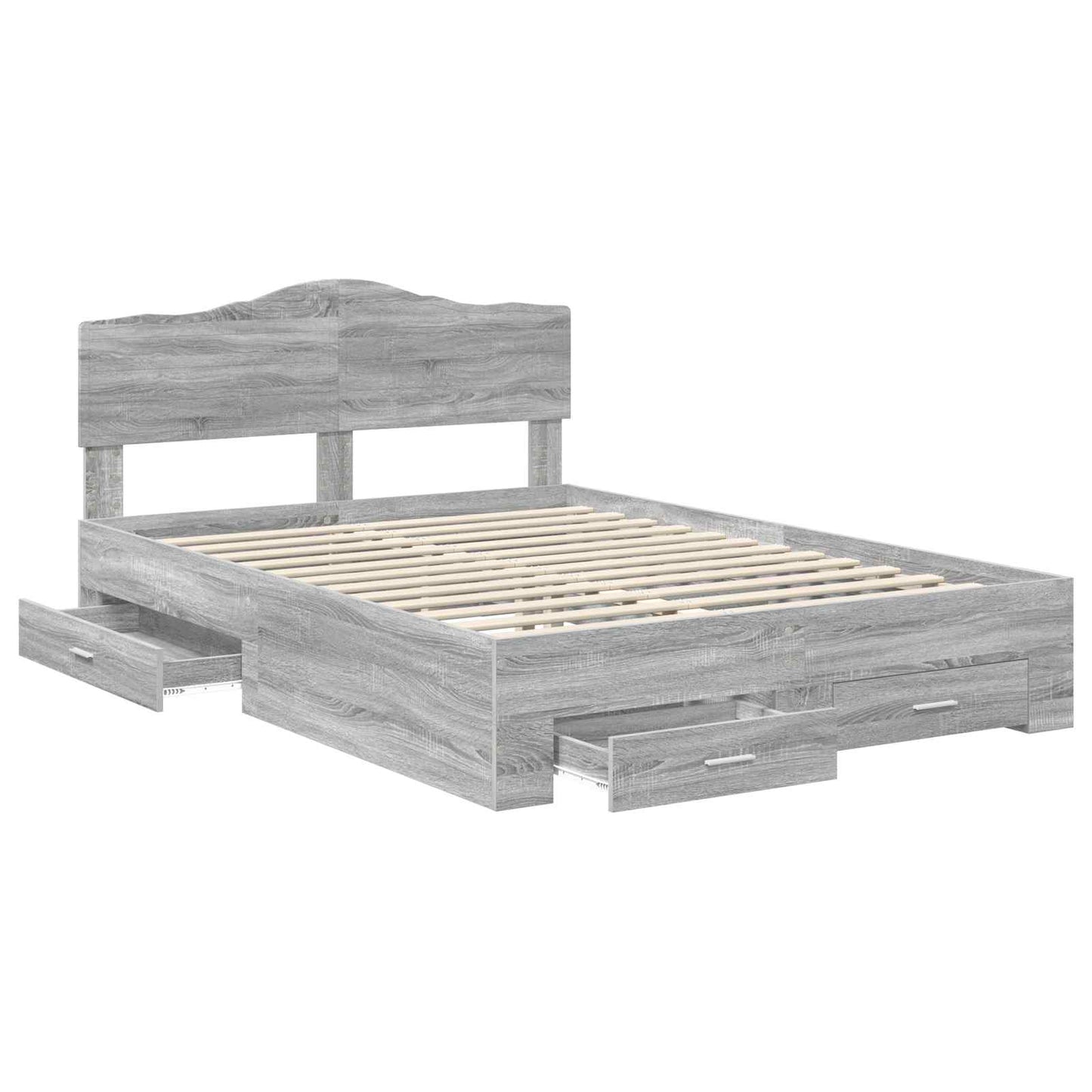 Bed Frame with Drawer Grey Sonoma 140 x 190 cm Engineered Wood