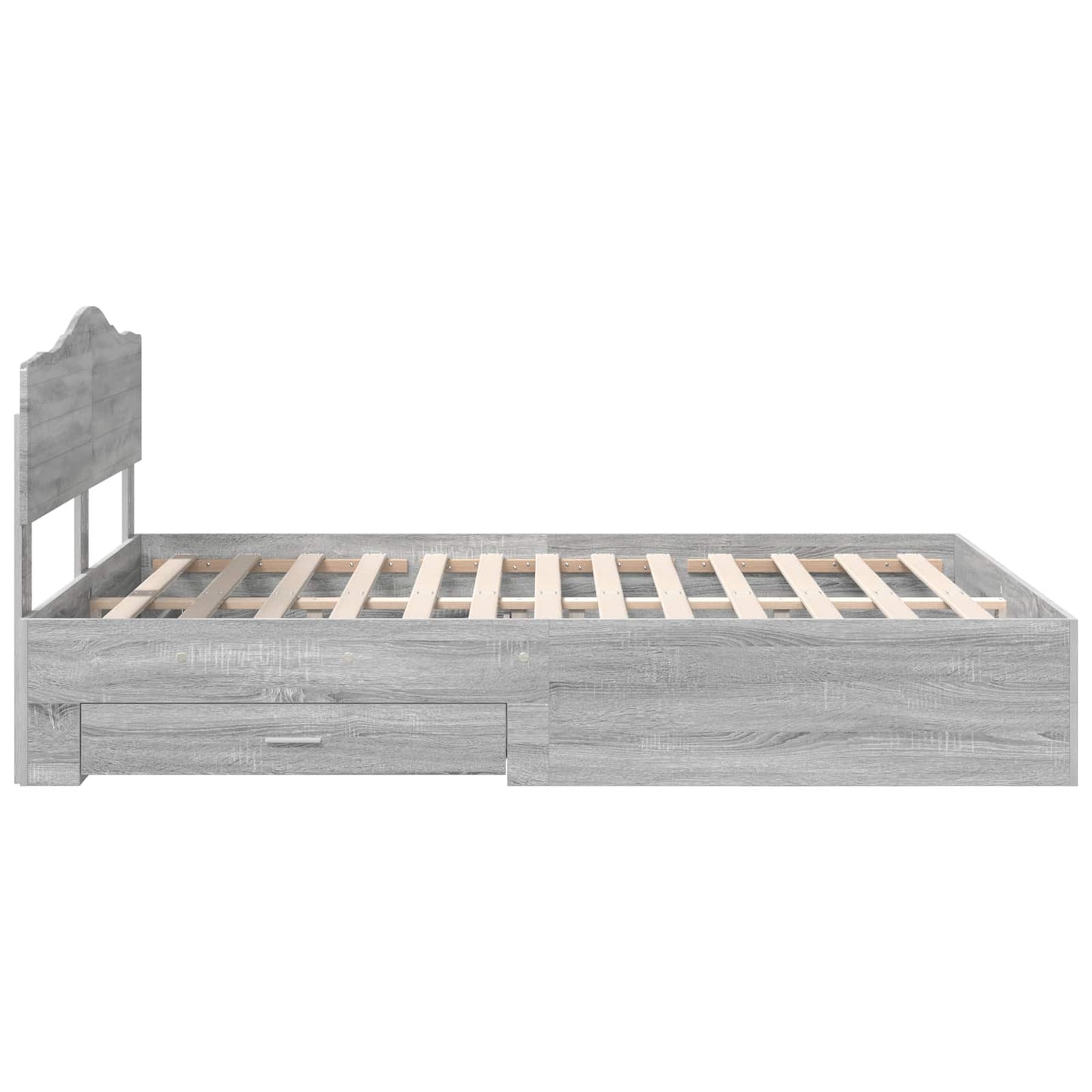 Bed Frame with Drawer Grey Sonoma 140 x 190 cm Engineered Wood