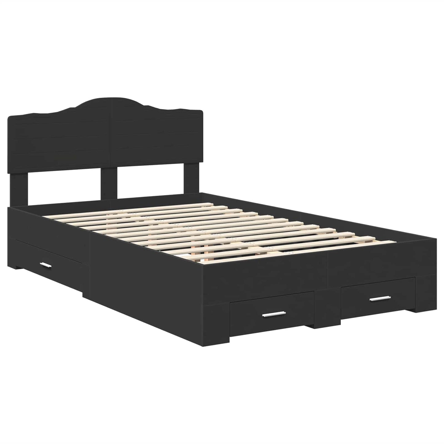 Bed Frame with Headboard Black 135 x 190 cm Engineered Wood
