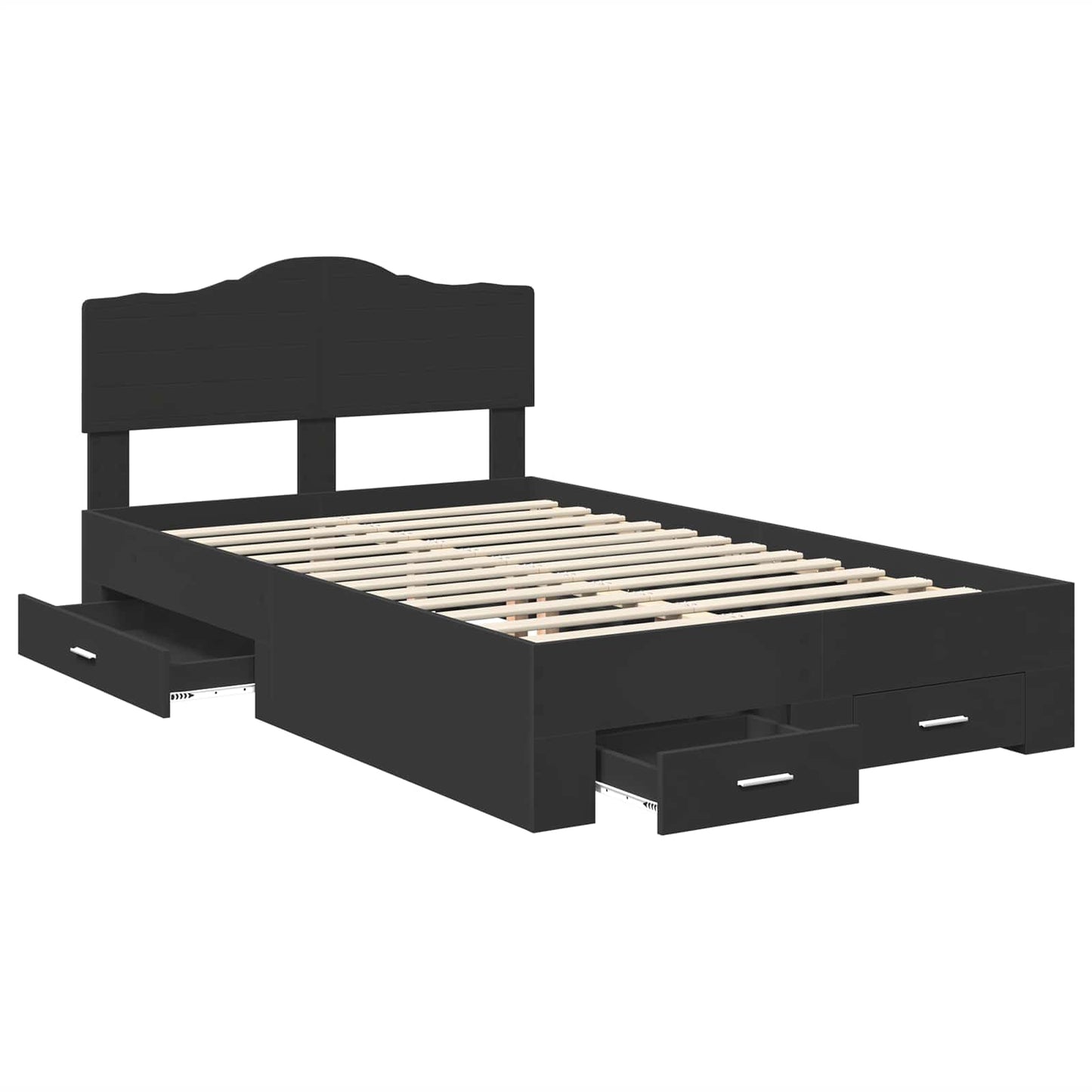 Bed Frame with Headboard Black 135 x 190 cm Engineered Wood