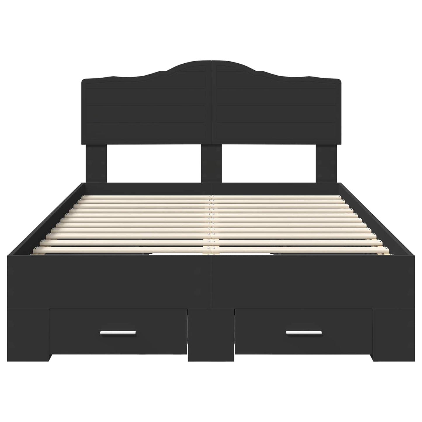 Bed Frame with Headboard Black 135 x 190 cm Engineered Wood