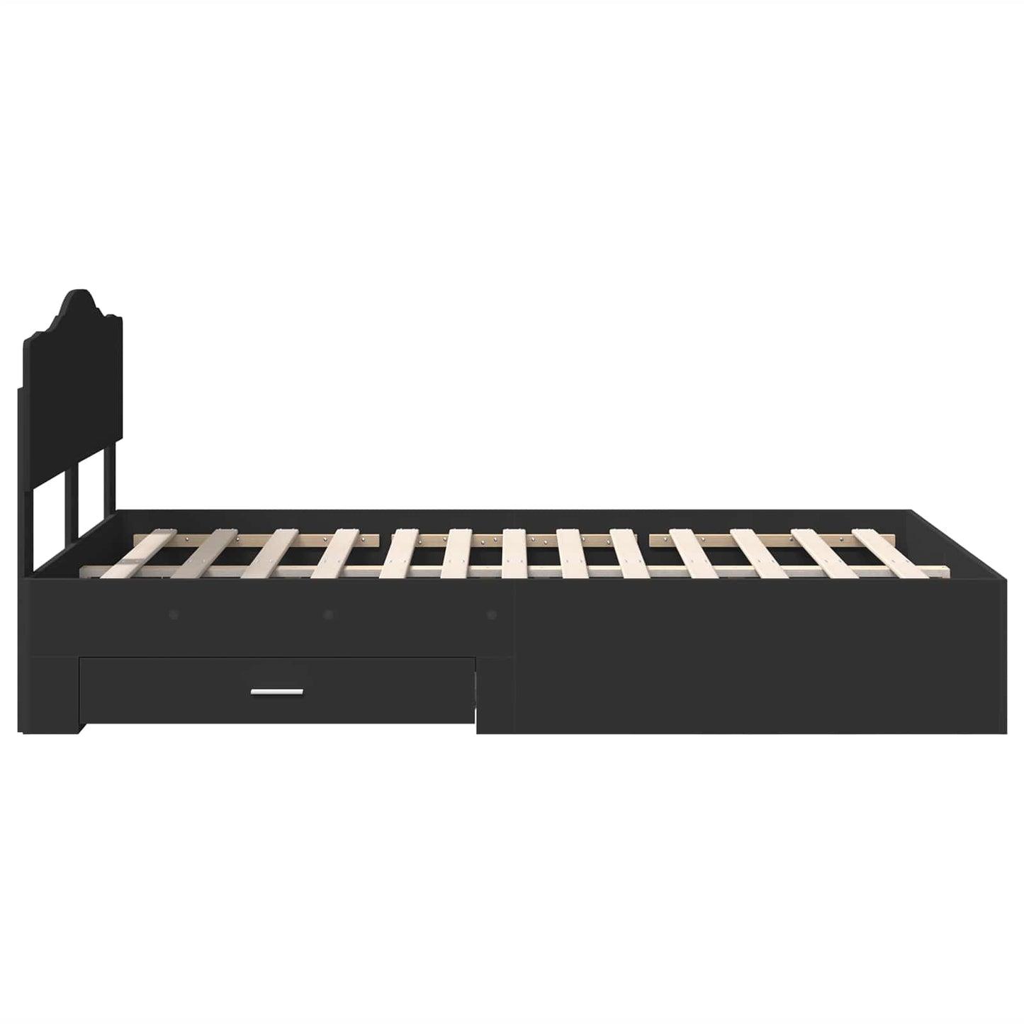 Bed Frame with Headboard Black 135 x 190 cm Engineered Wood