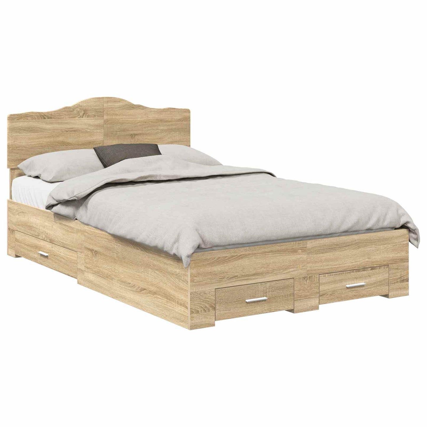 Bed Frame with Drawer Sonoma Oak 135 x 190 cm Engineered Wood