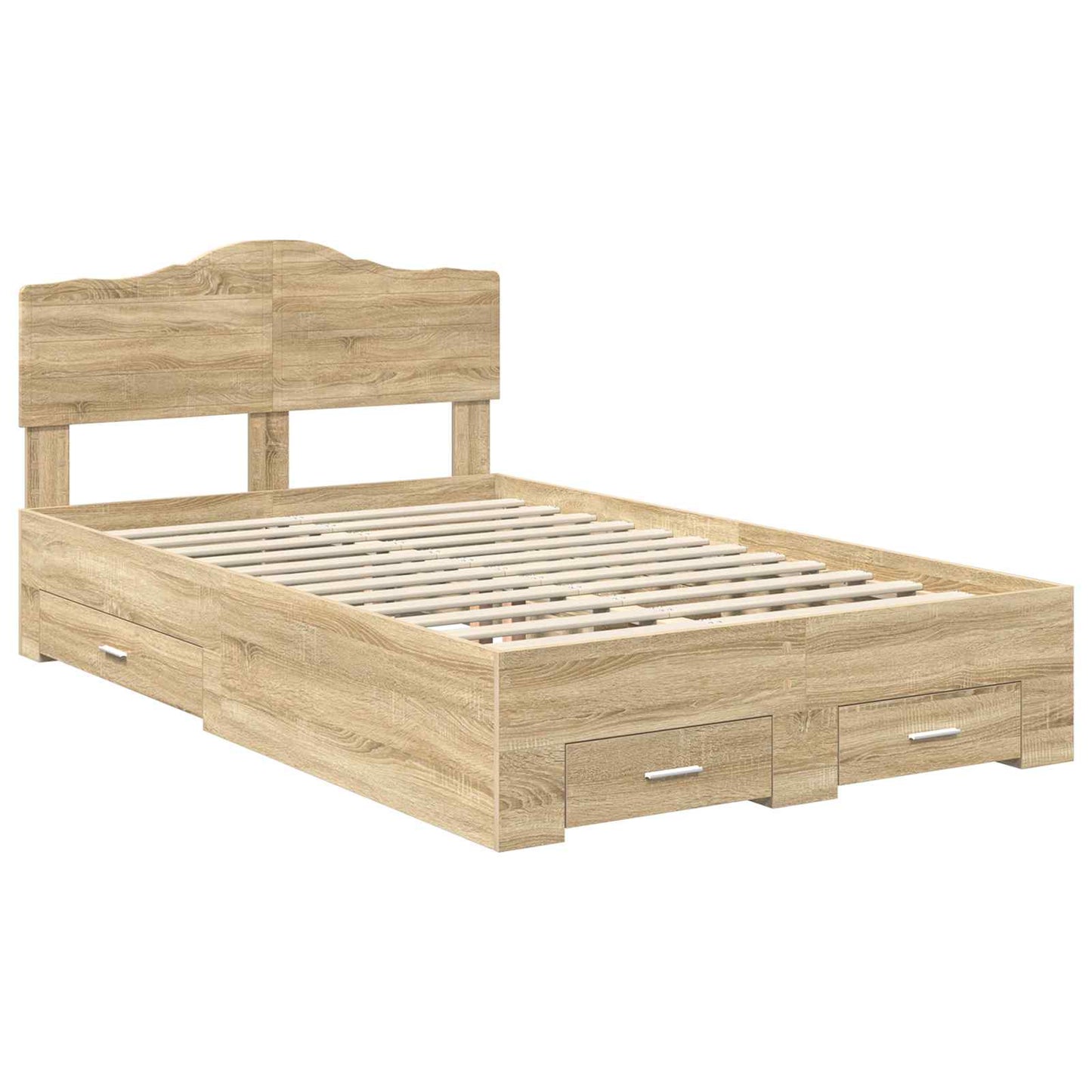Bed Frame with Drawer Sonoma Oak 135 x 190 cm Engineered Wood