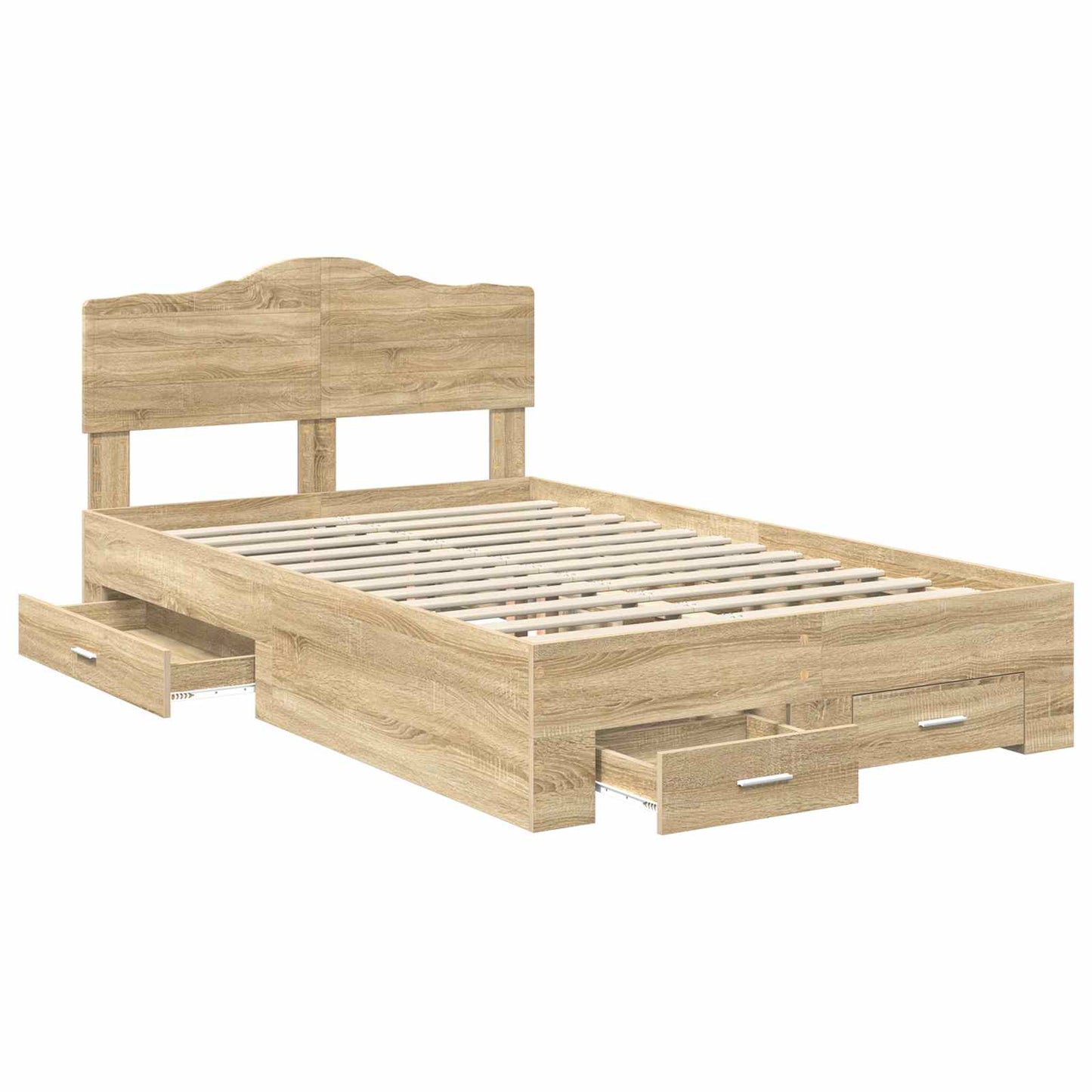 Bed Frame with Drawer Sonoma Oak 135 x 190 cm Engineered Wood