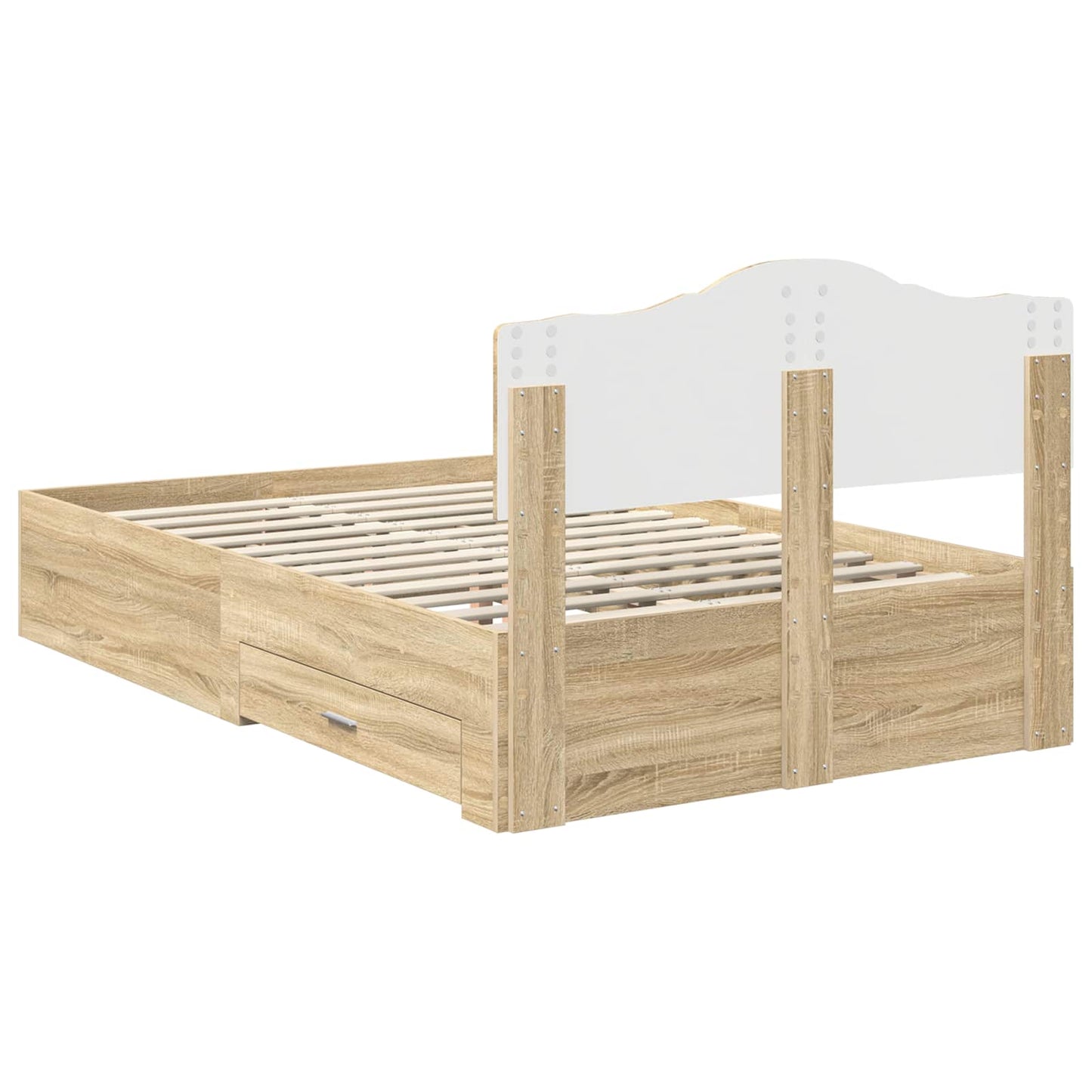Bed Frame with Drawer Sonoma Oak 135 x 190 cm Engineered Wood