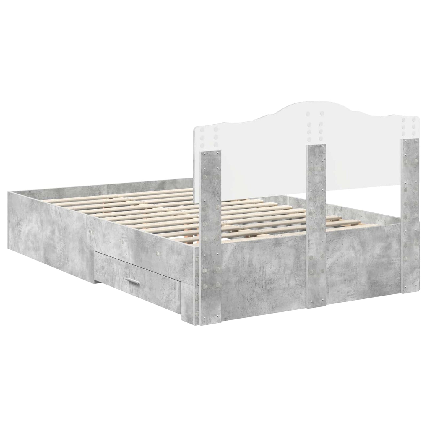 Bed Frame Concrete Grey 135 x 190 cm Engineered Wood